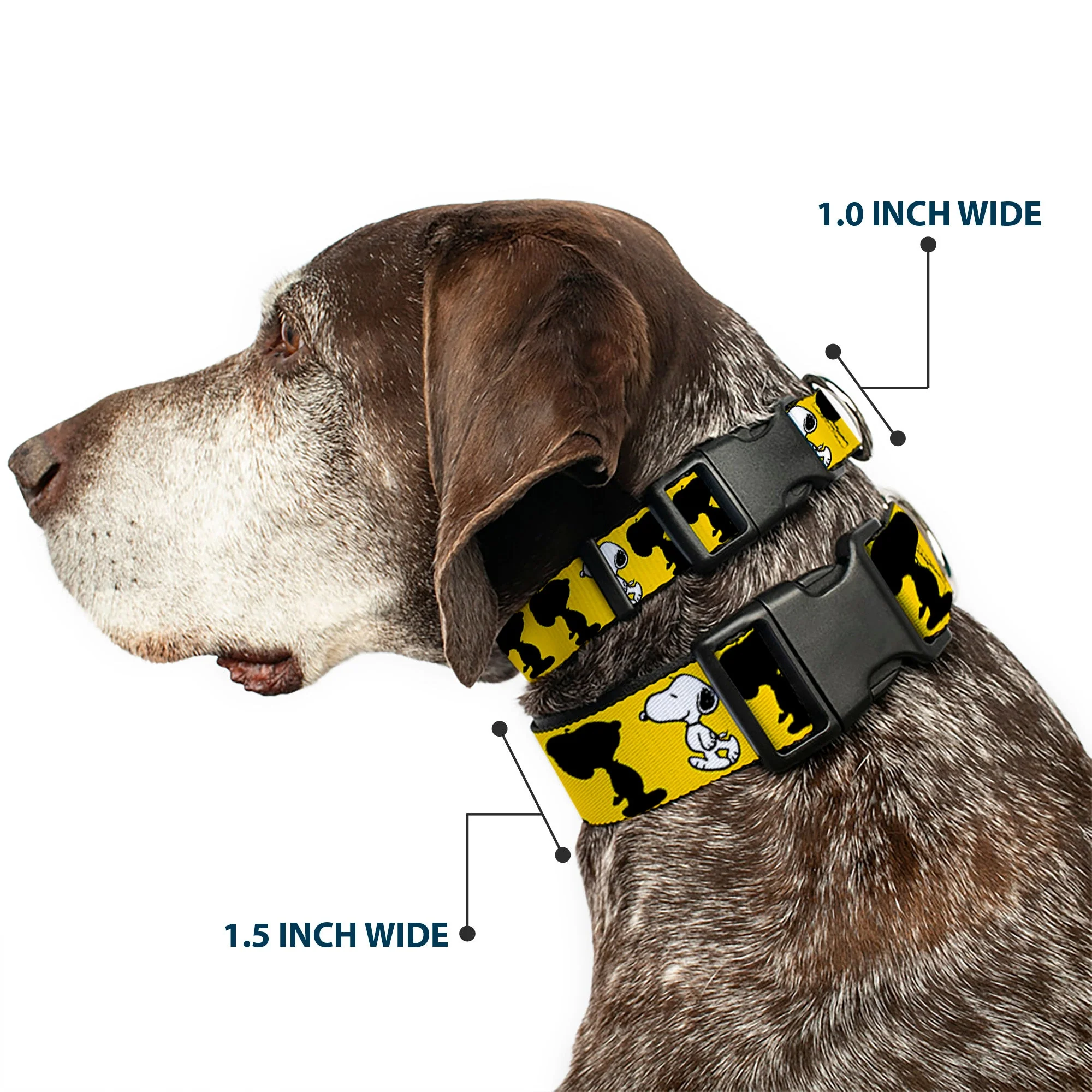 Plastic Clip Collar - Peanuts Snoopy Walking/Silhouette Pose Yellow/Black/White - Image 2