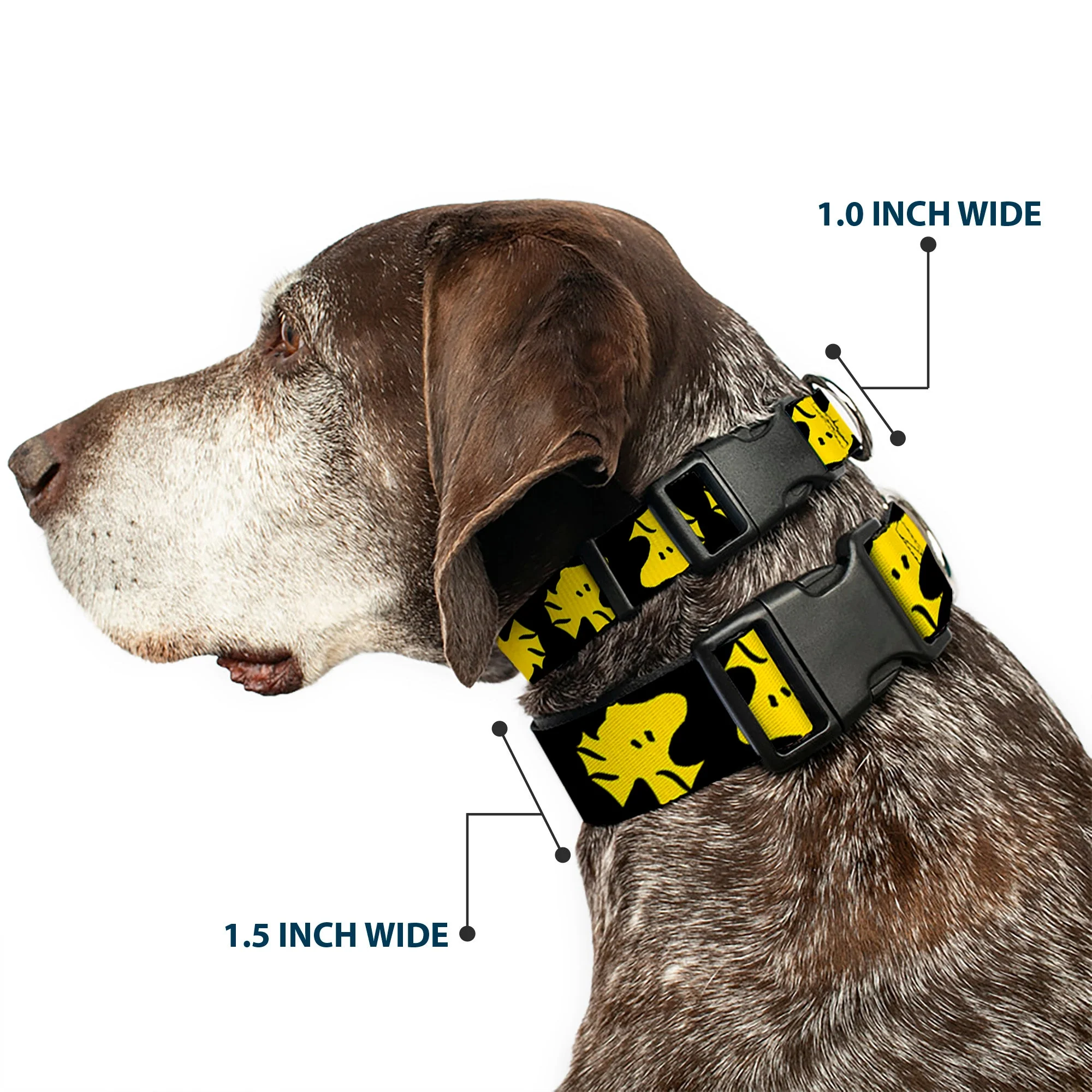 Plastic Clip Collar - Peanuts Woodstock Face Flip Black/Yellow - Image 2