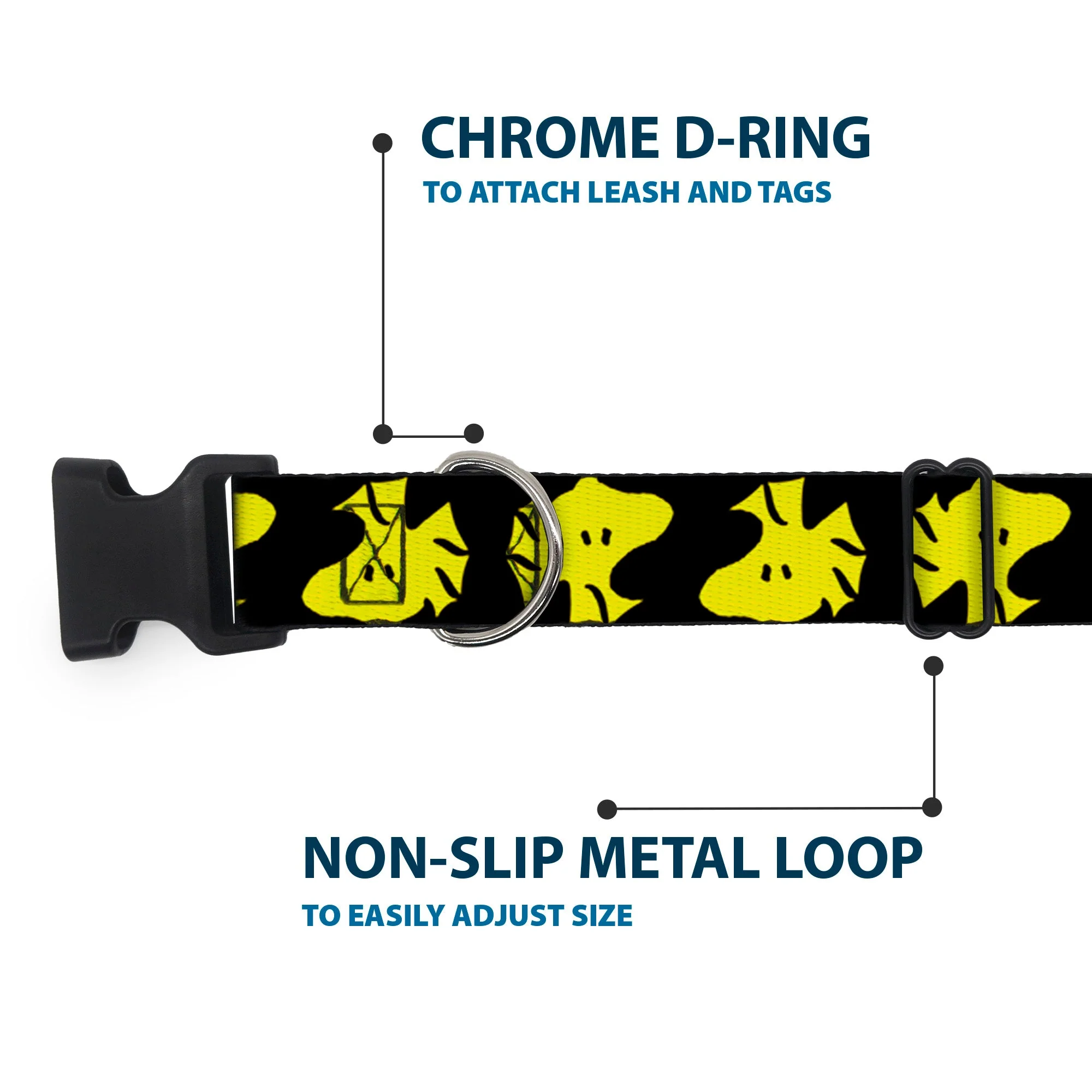Plastic Clip Collar - Peanuts Woodstock Face Flip Black/Yellow - Image 5