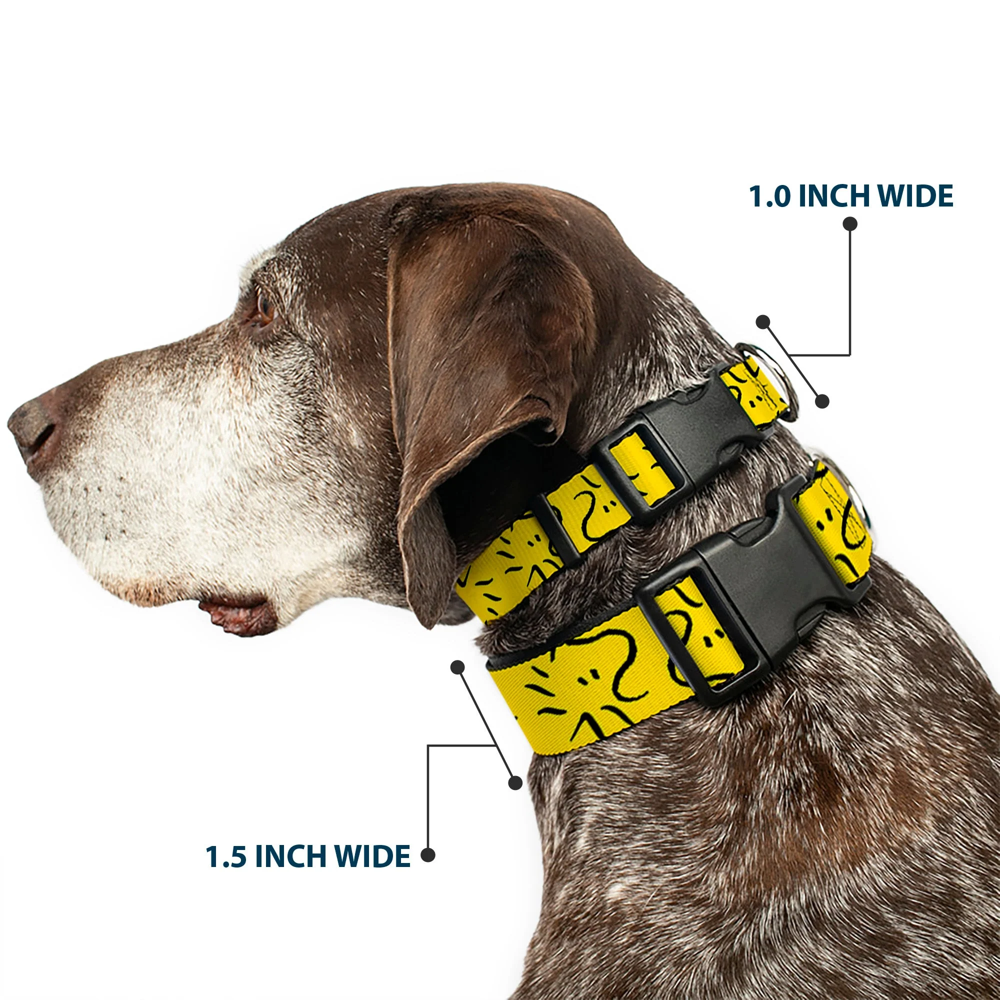 Plastic Clip Collar - Peanuts Woodstock Line Face Line Art Yellow/Black - Image 2