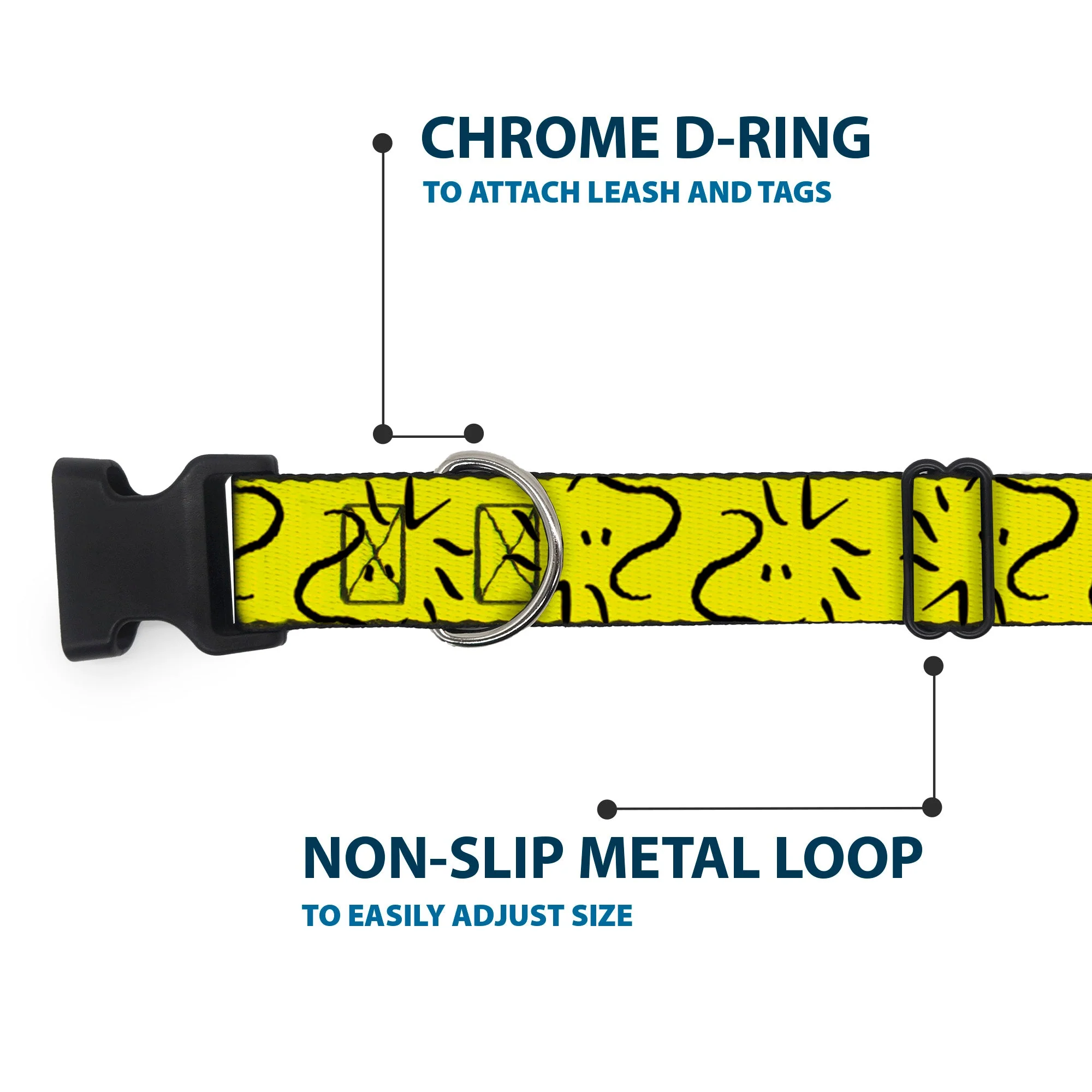 Plastic Clip Collar - Peanuts Woodstock Line Face Line Art Yellow/Black - Image 5