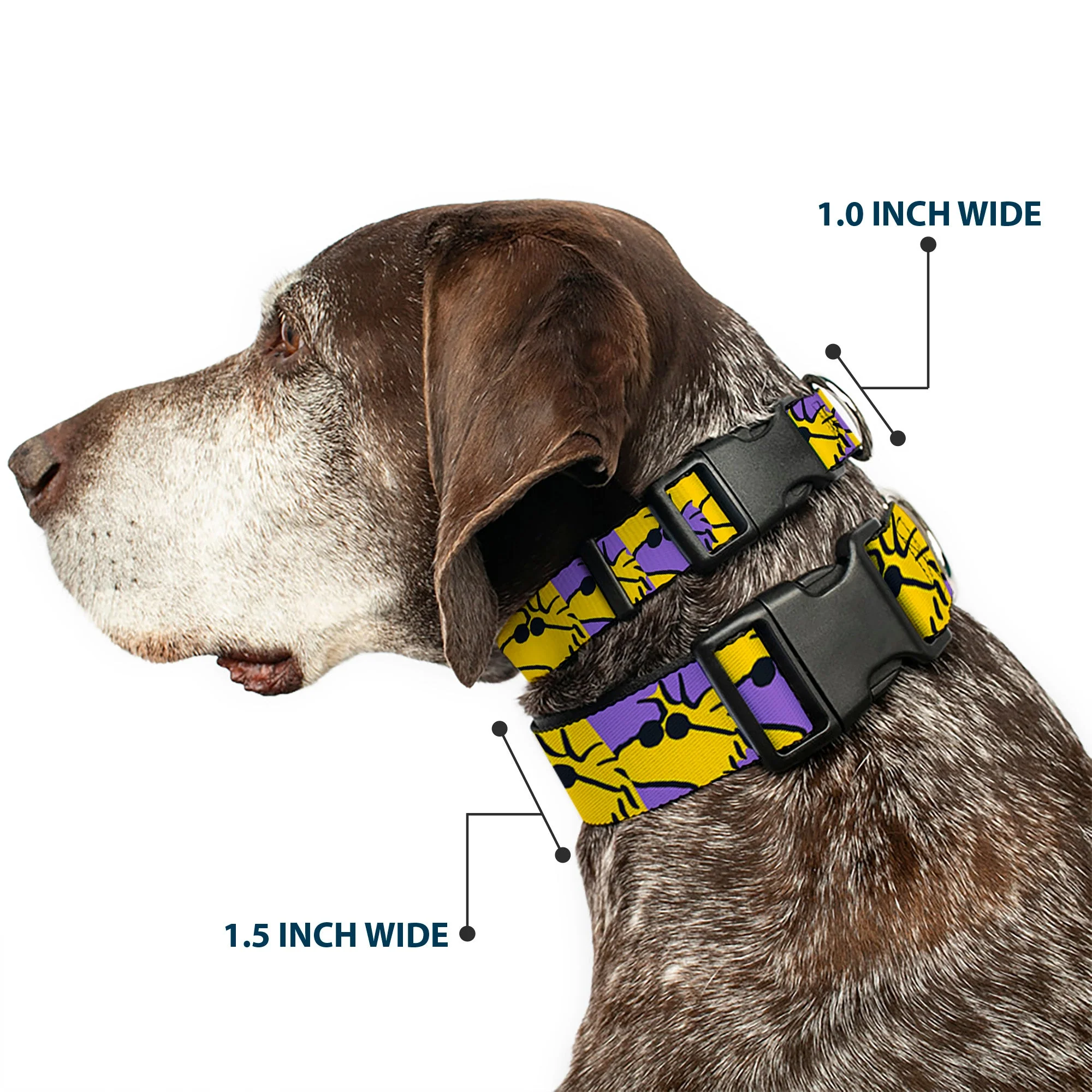 Plastic Clip Collar - Peanuts Woodstock Shades Pose Blocks Blue/Yellow/Black - Image 2