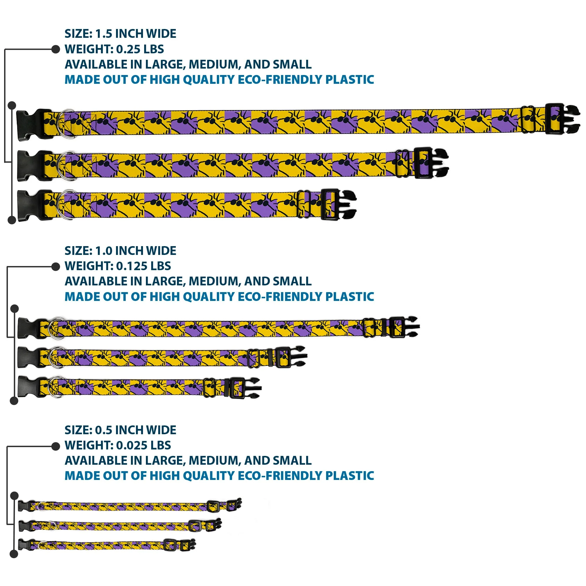 Plastic Clip Collar - Peanuts Woodstock Shades Pose Blocks Blue/Yellow/Black - Image 3