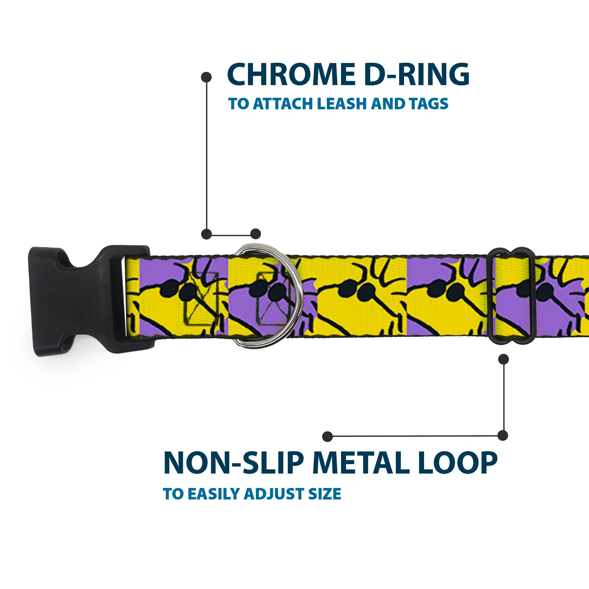 Plastic Clip Collar - Peanuts Woodstock Shades Pose Blocks Blue/Yellow/Black - Image 5