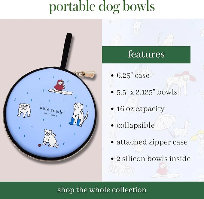 Kate Spade Portable Bowl, Raining Cats and Dogs - Image 3