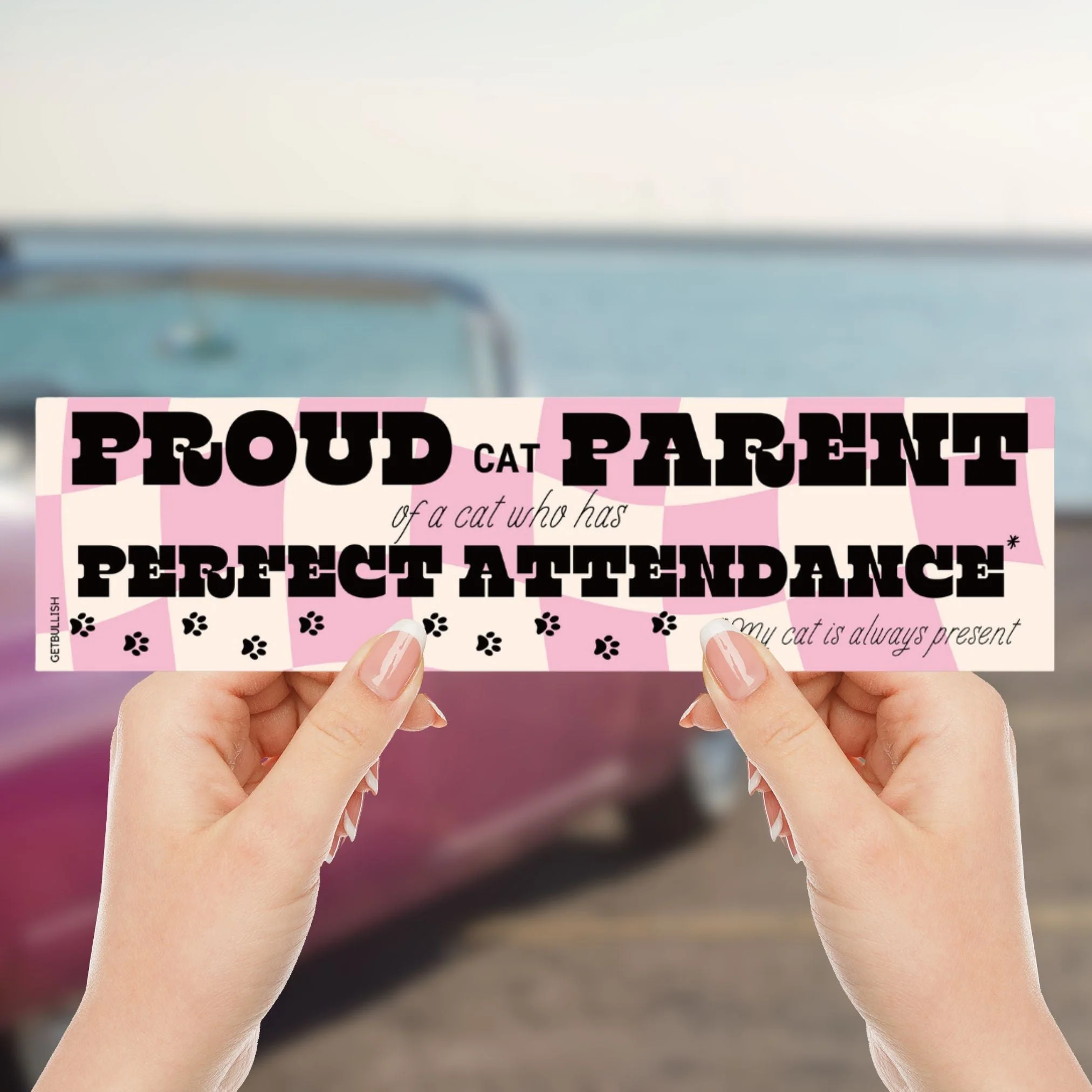 Proud Cat Parent of a Cat Who Has Perfect Attendance (My Cat Is Always Present) Bumper Sticker - Image 5
