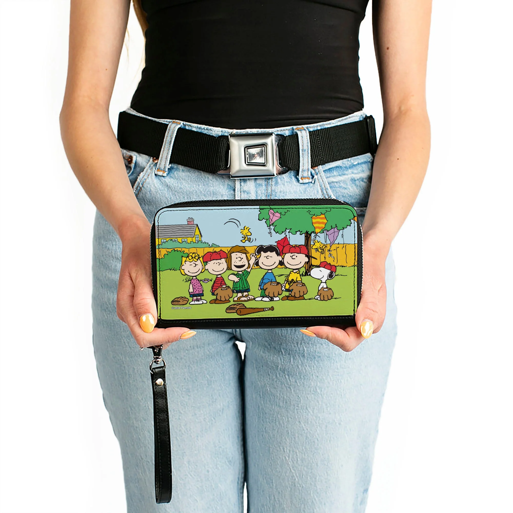 PU Zip Around Wallet Rectangle - Peanuts Gang Backyard Baseball Group Pose - Image 2