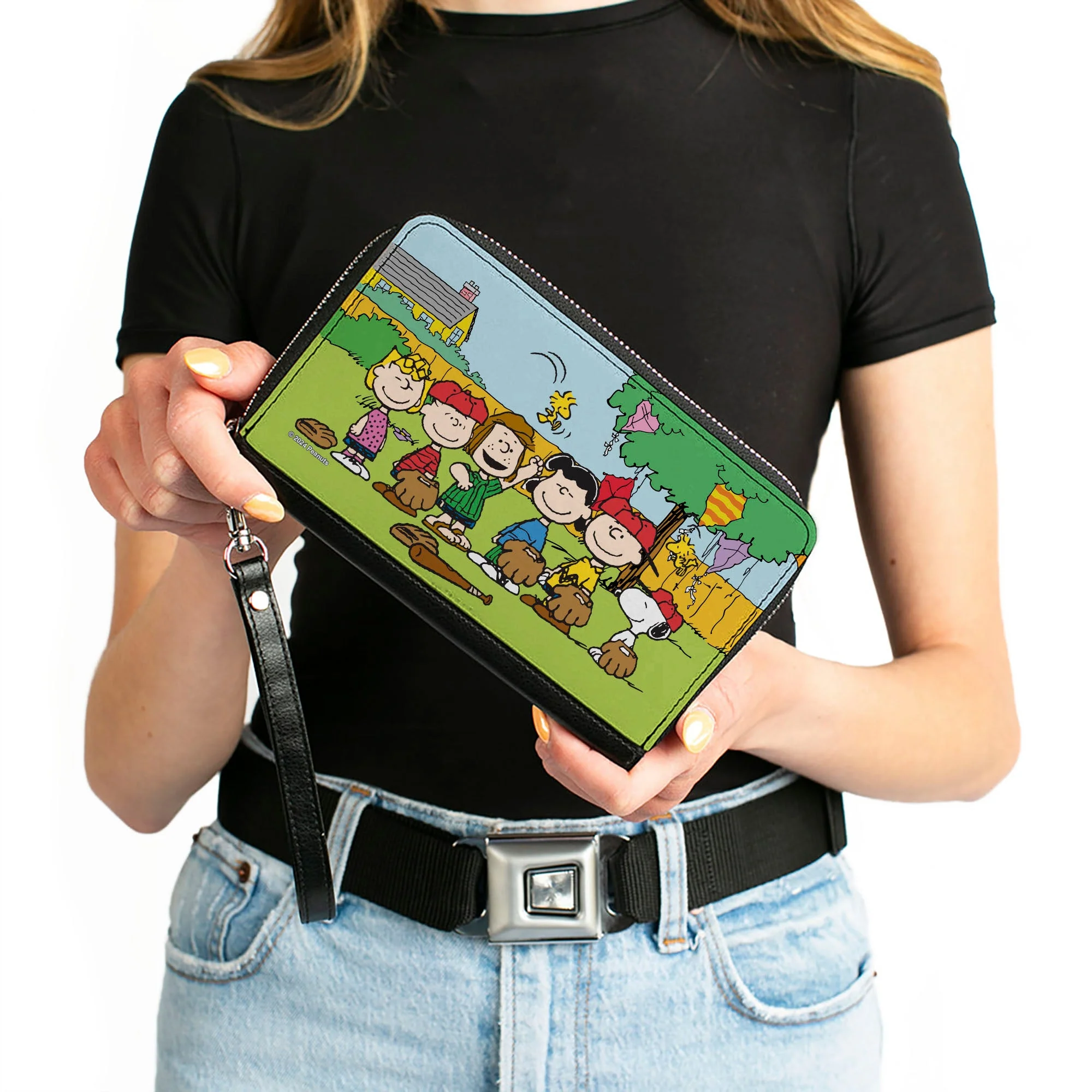PU Zip Around Wallet Rectangle - Peanuts Gang Backyard Baseball Group Pose - Image 3