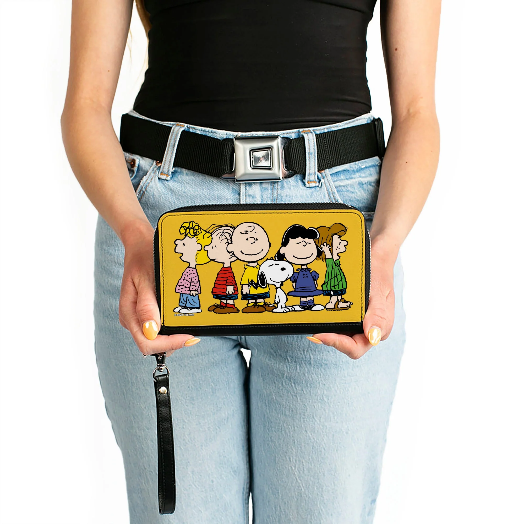 PU Zip Around Wallet Rectangle - Peanuts Gang Close-Up Group Pose Golden Yellow - Image 2