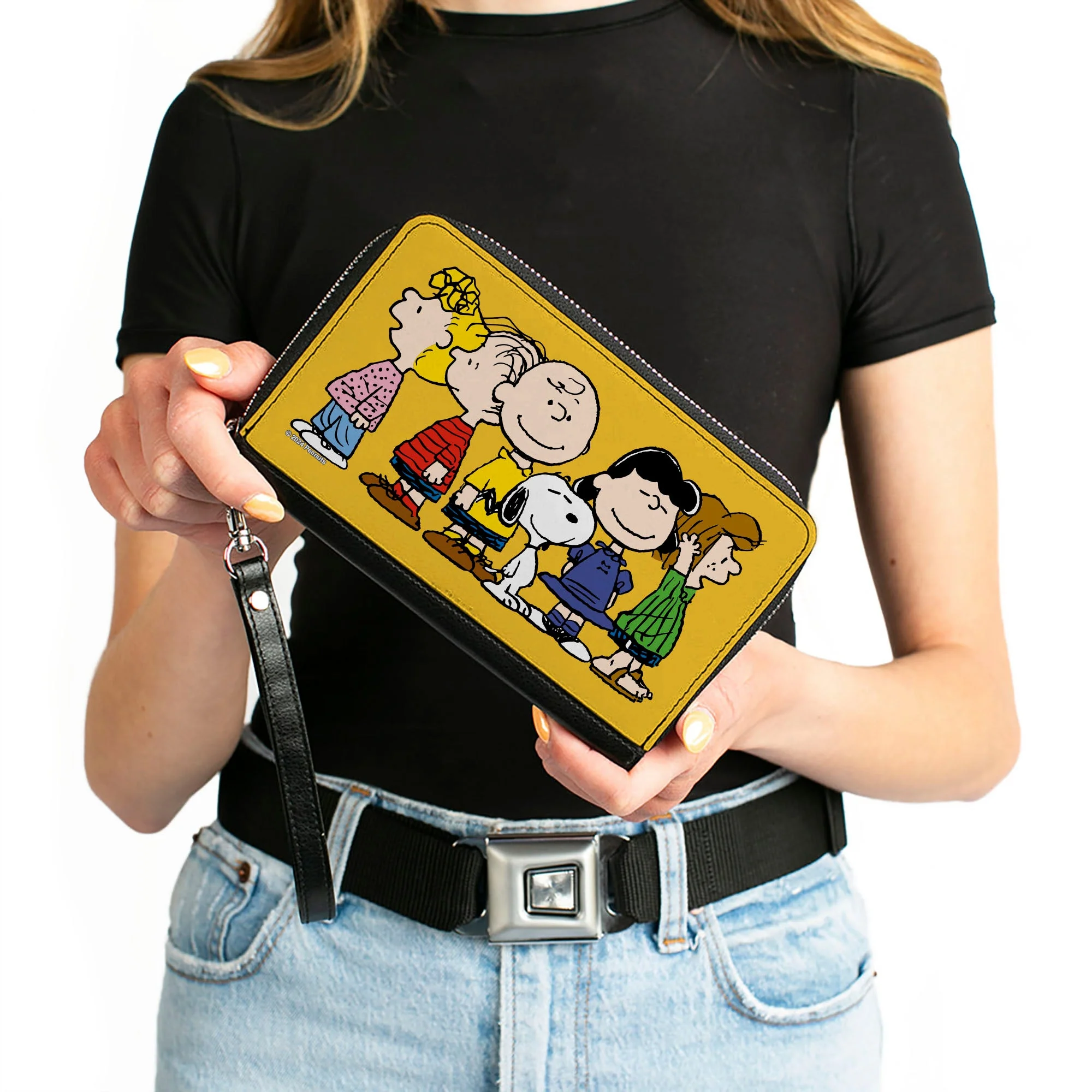 PU Zip Around Wallet Rectangle - Peanuts Gang Close-Up Group Pose Golden Yellow - Image 3