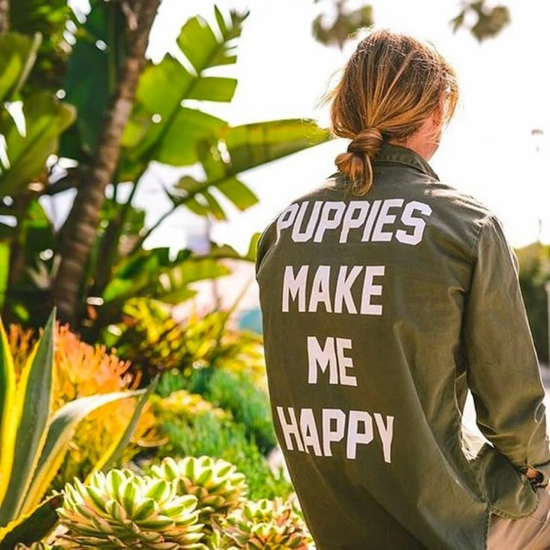 Puppies Make Me Happy Military Button Up | Present For Dog Lover | Made in USA - Image 14