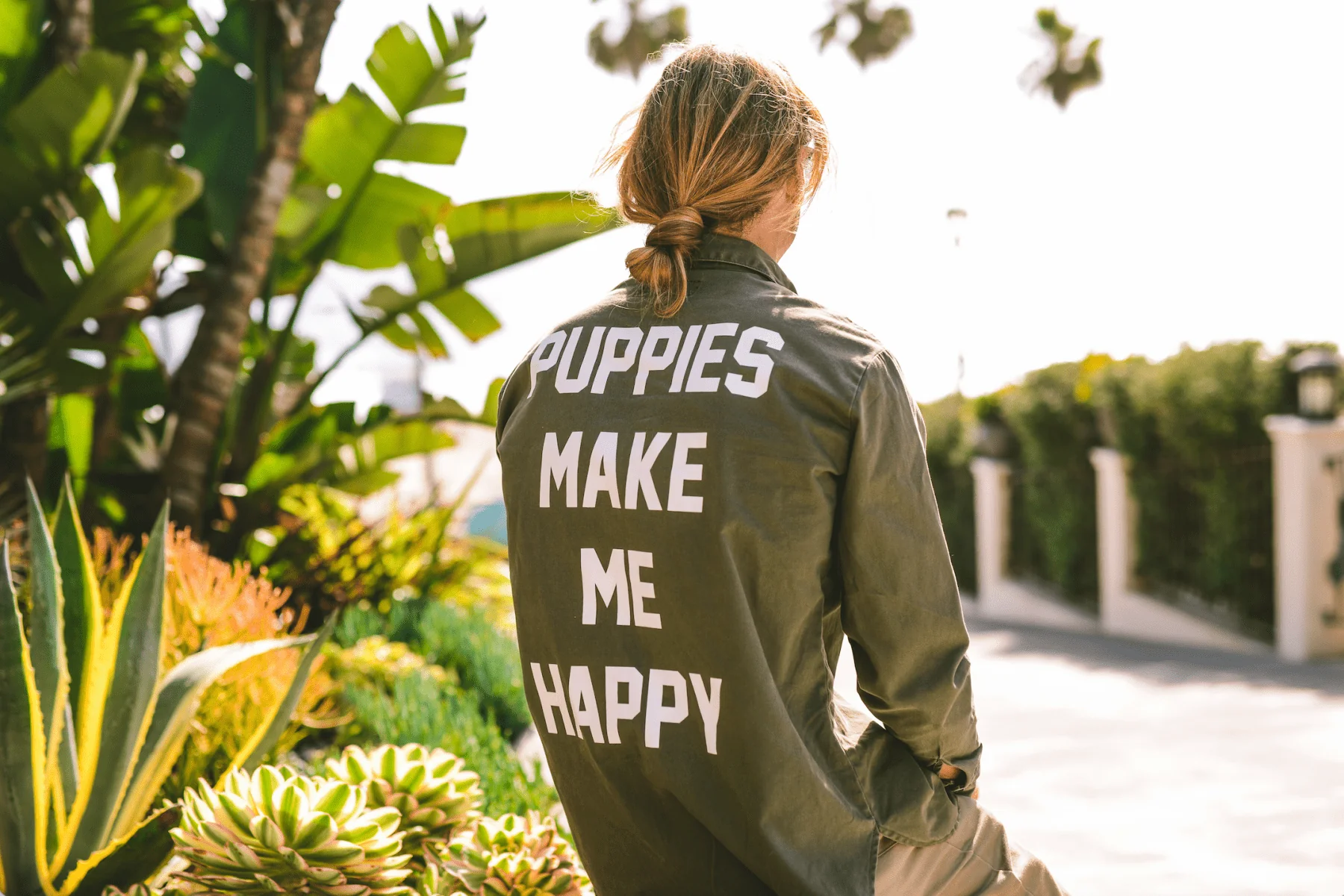 Puppies Make Me Happy Military Button Up | Present For Dog Lover | Made in USA - Image 3