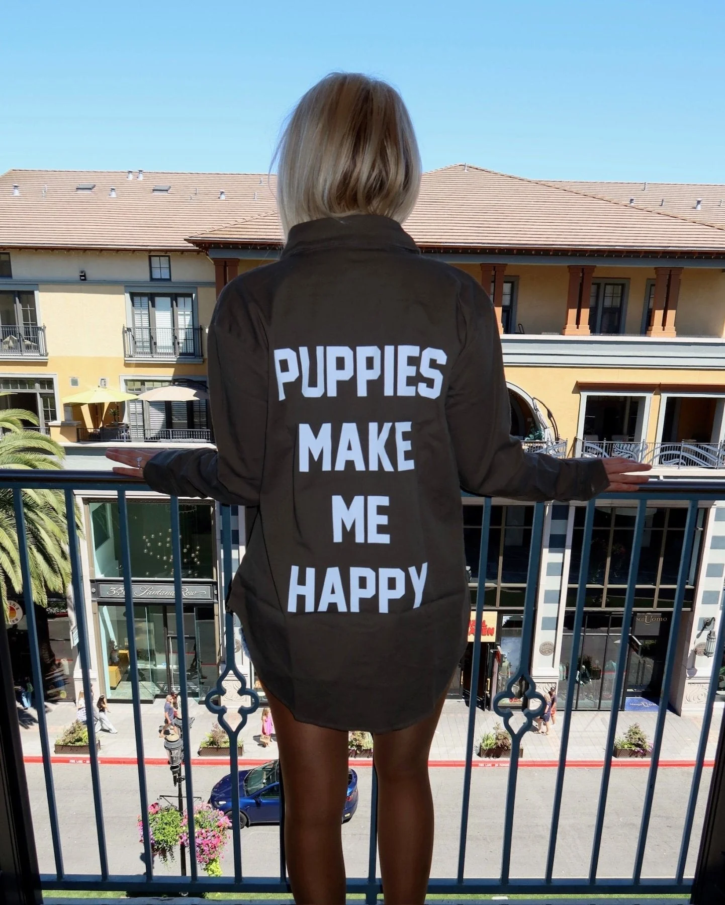 Puppies Make Me Happy Military Button Up | Present For Dog Lover | Made in USA - Image 5