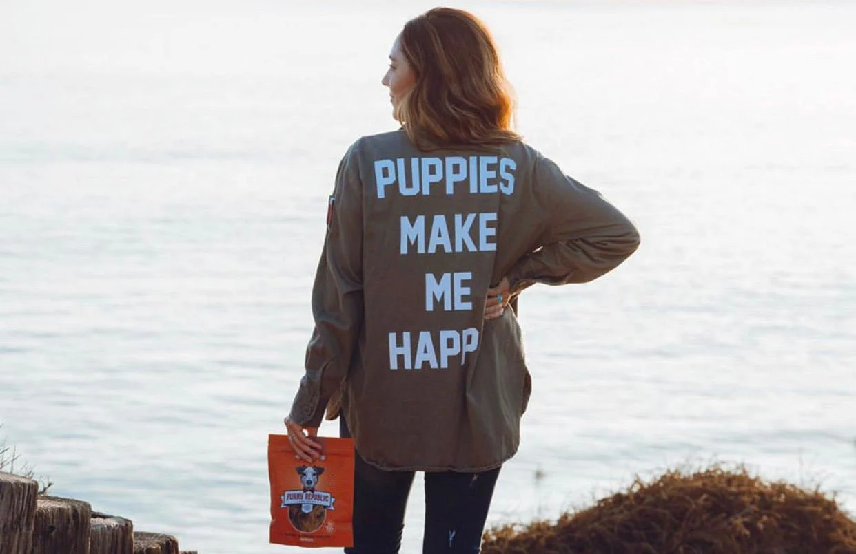 Puppies Make Me Happy Military Button Up | Present For Dog Lover | Made in USA - Image 6