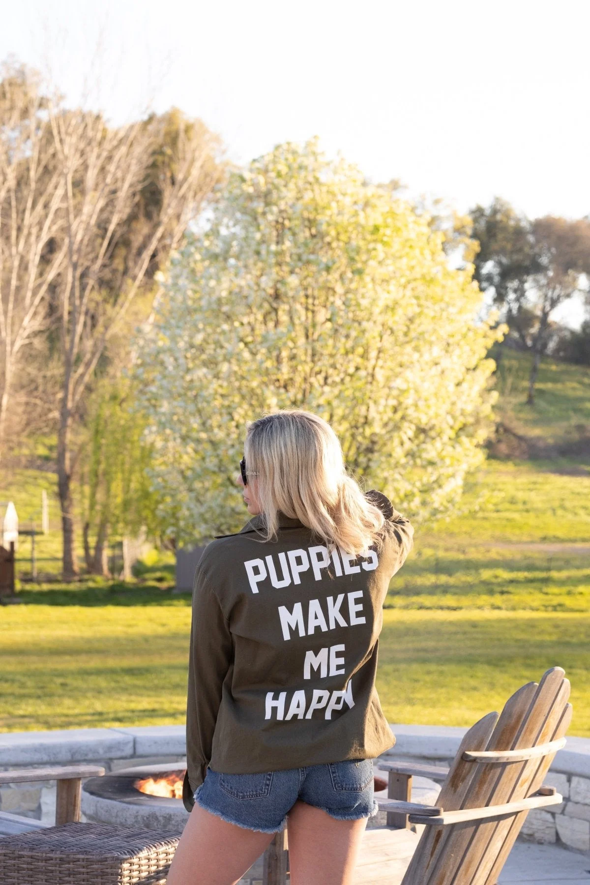 Puppies Make Me Happy Military Button Up | Present For Dog Lover | Made in USA - Image 7