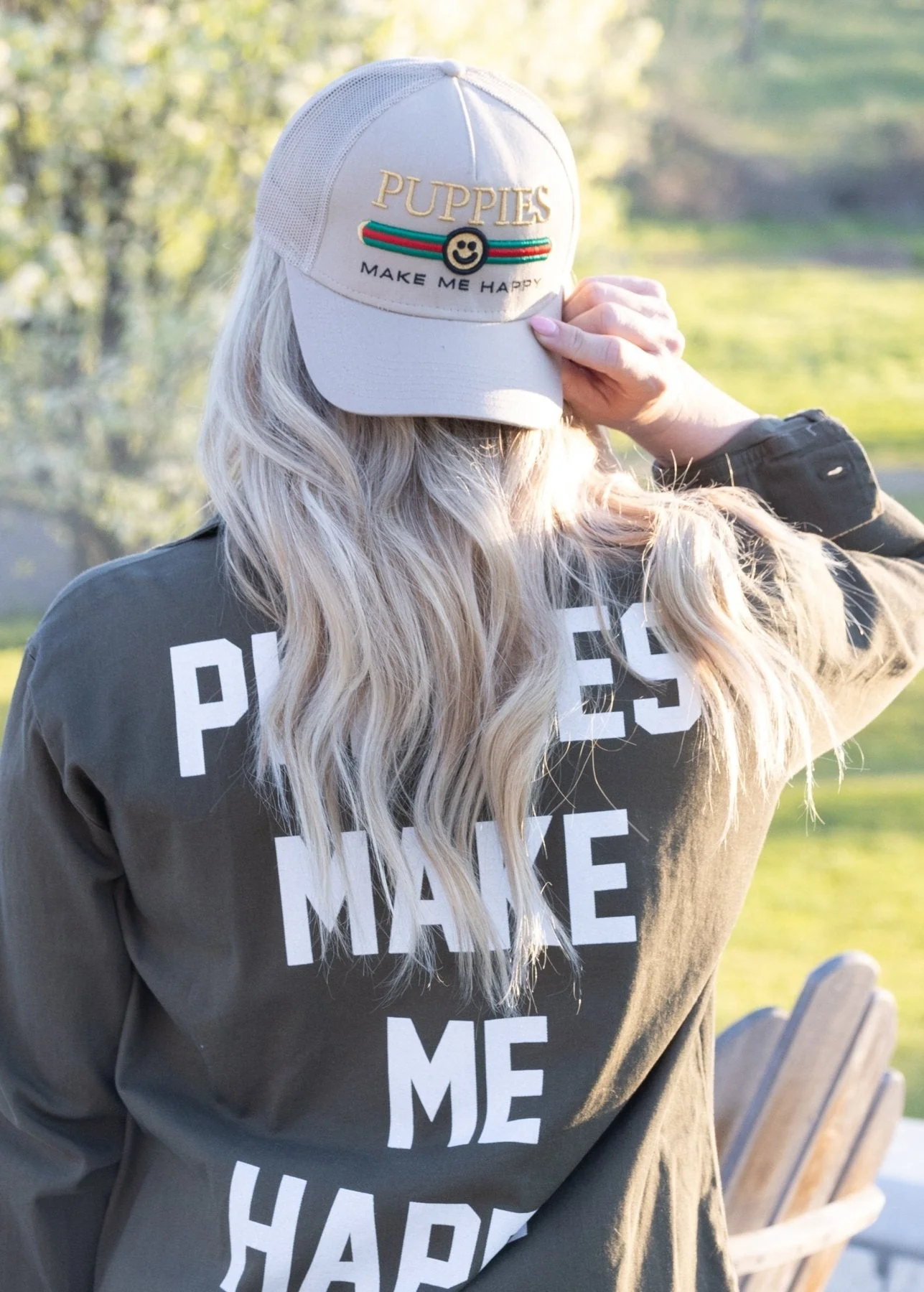 Puppies Make Me Happy Military Button Up | Present For Dog Lover | Made in USA - Image 9