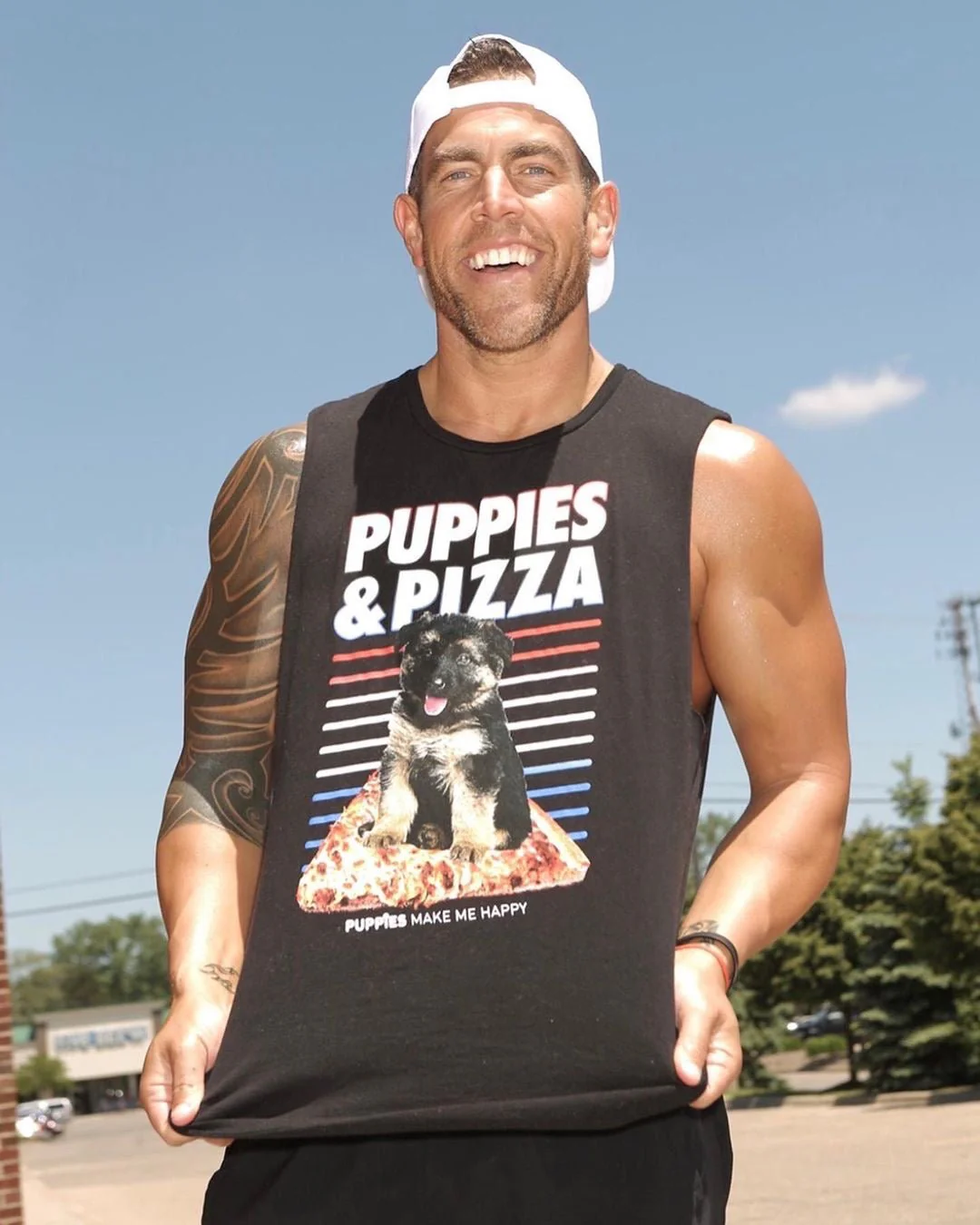 Puppies & Pizza | Gift for Dog Owner | Soft Cotton Uni-Sex Tee - Image 2