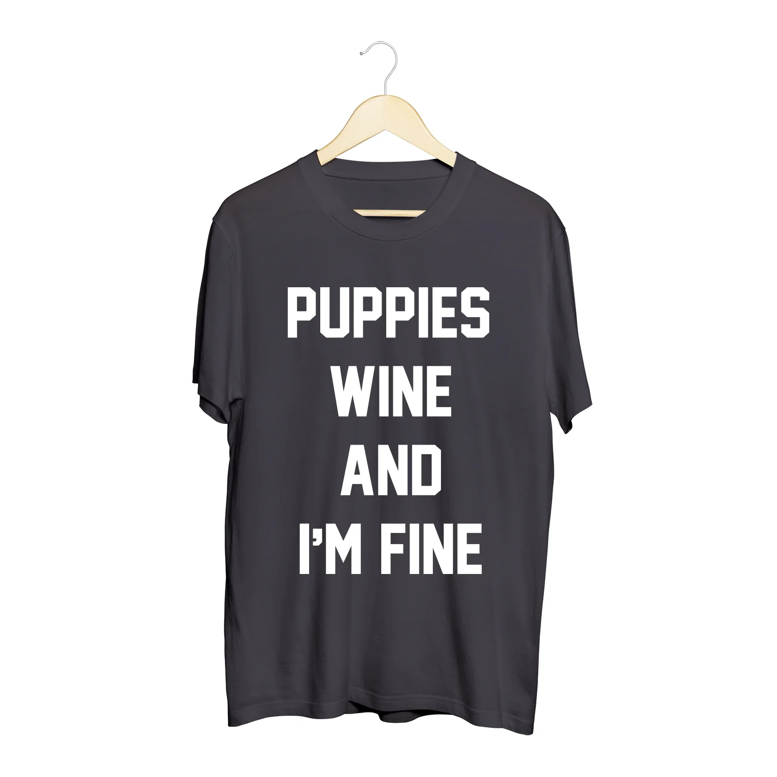Puppies, Wine and I'm Fine  | Uni-Sex Crewneck Tee - Image 3