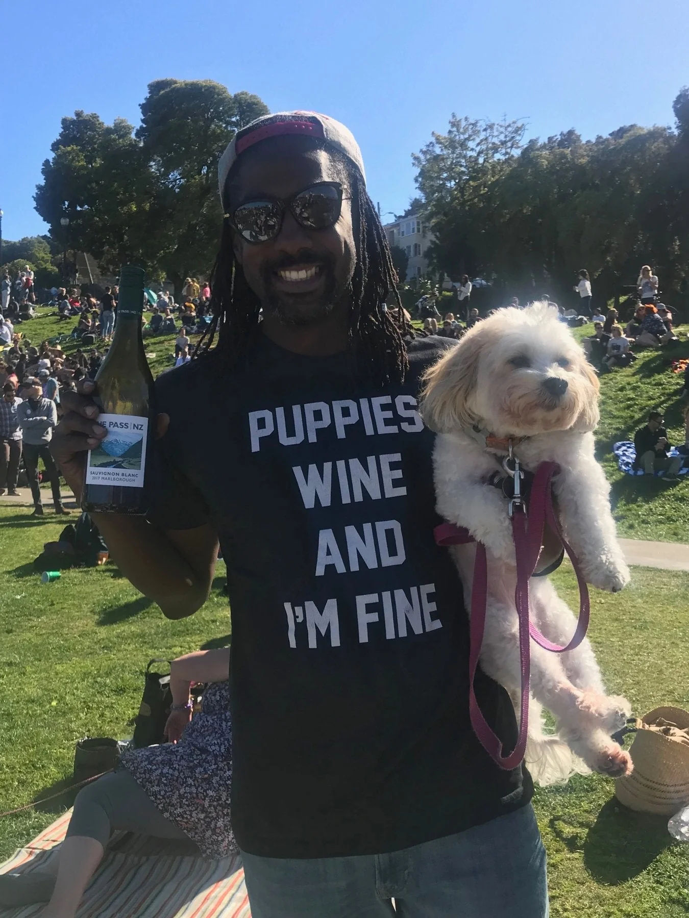 Puppies, Wine and I'm Fine  | Uni-Sex Crewneck Tee - Image 5