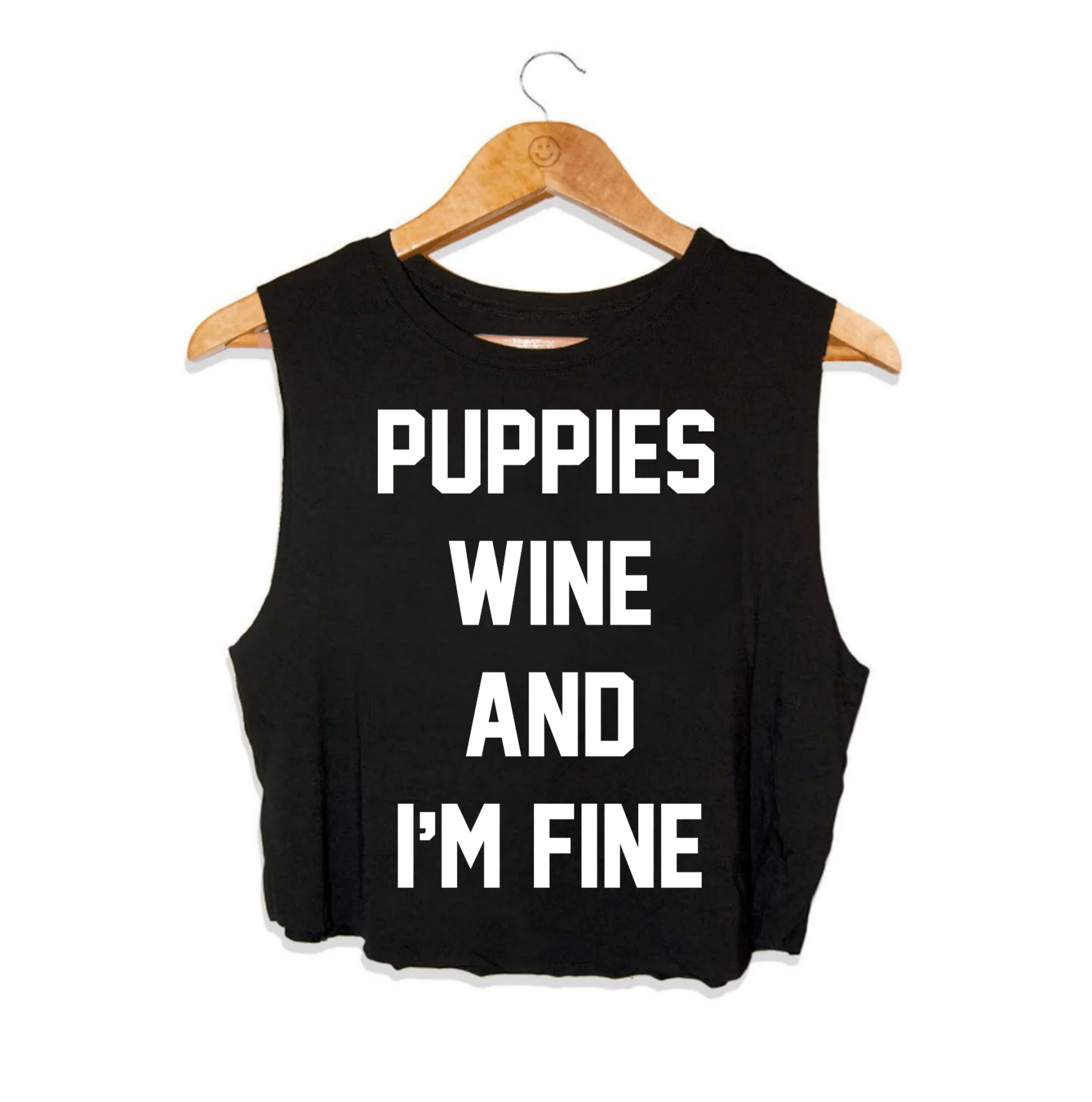 Puppies Wine & I'm Fine Crop Tank | Gift for Dog Mom | Made in USA - Image 2