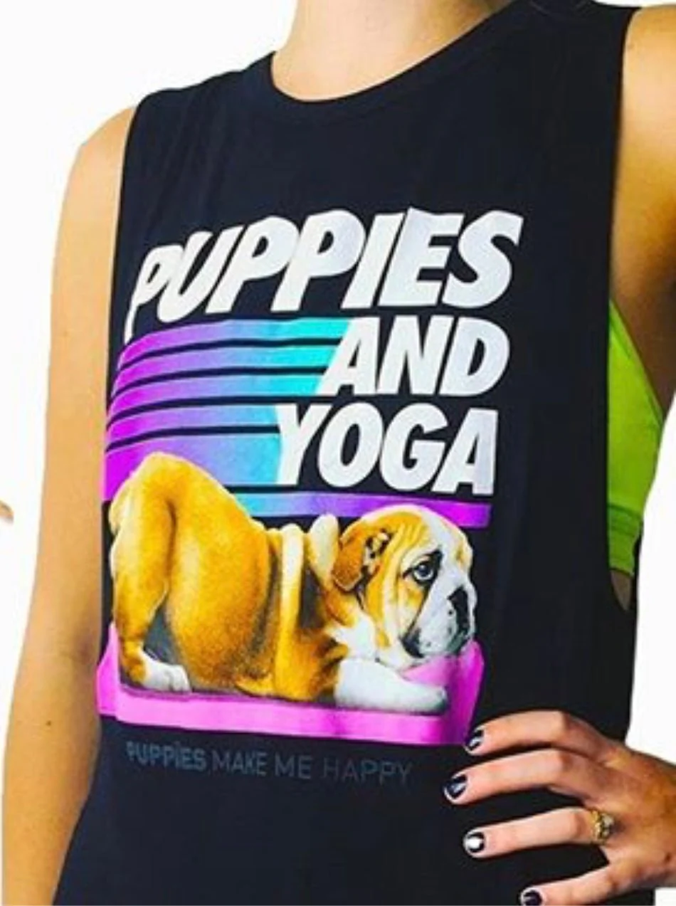 Puppies & Yoga OG Sleeveless Tank Top | Gift for Dog Moms - Image 2