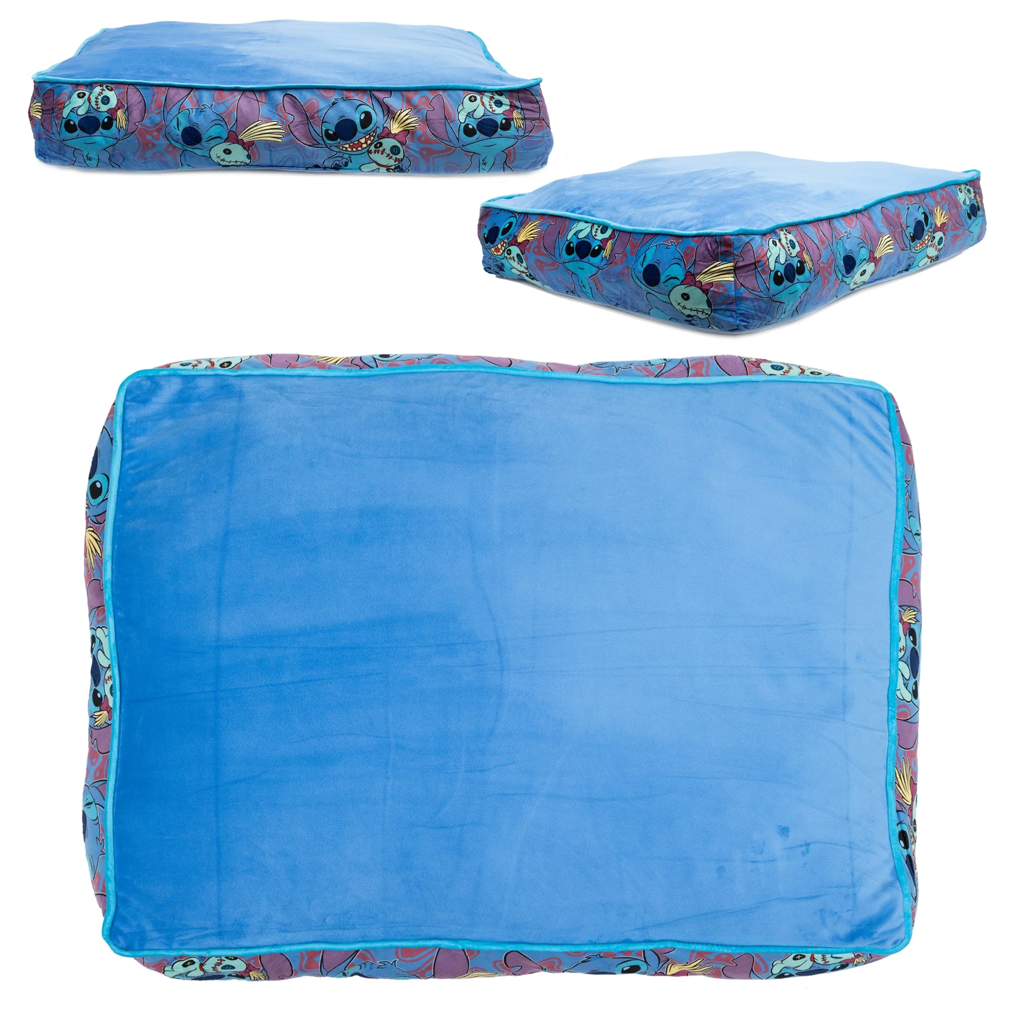 Rectangle Pet Bed - Stitch and Scrump Poses Blue - Image 4