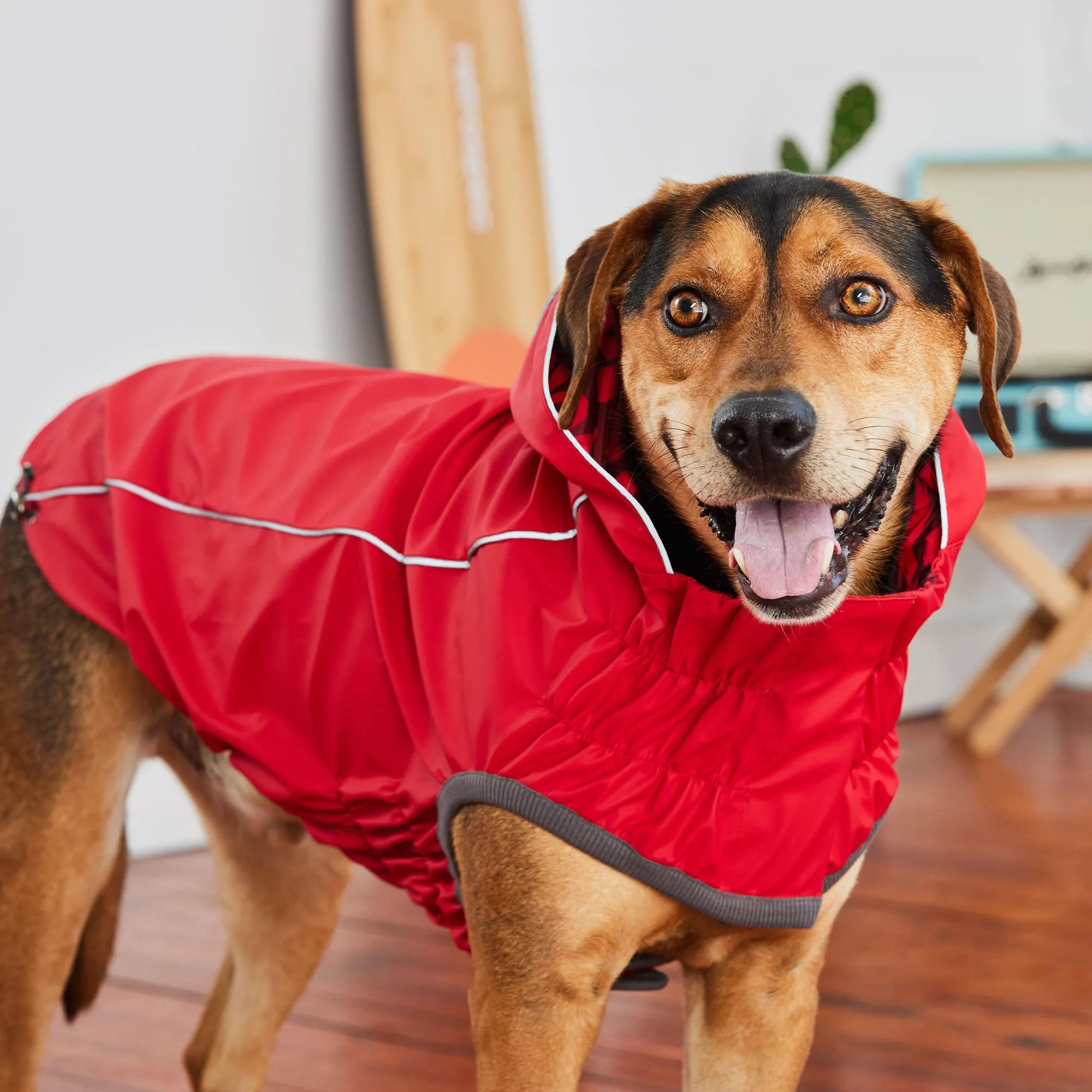 Reversible Elasto-Fit Raincoat - Red/Red - Image 6