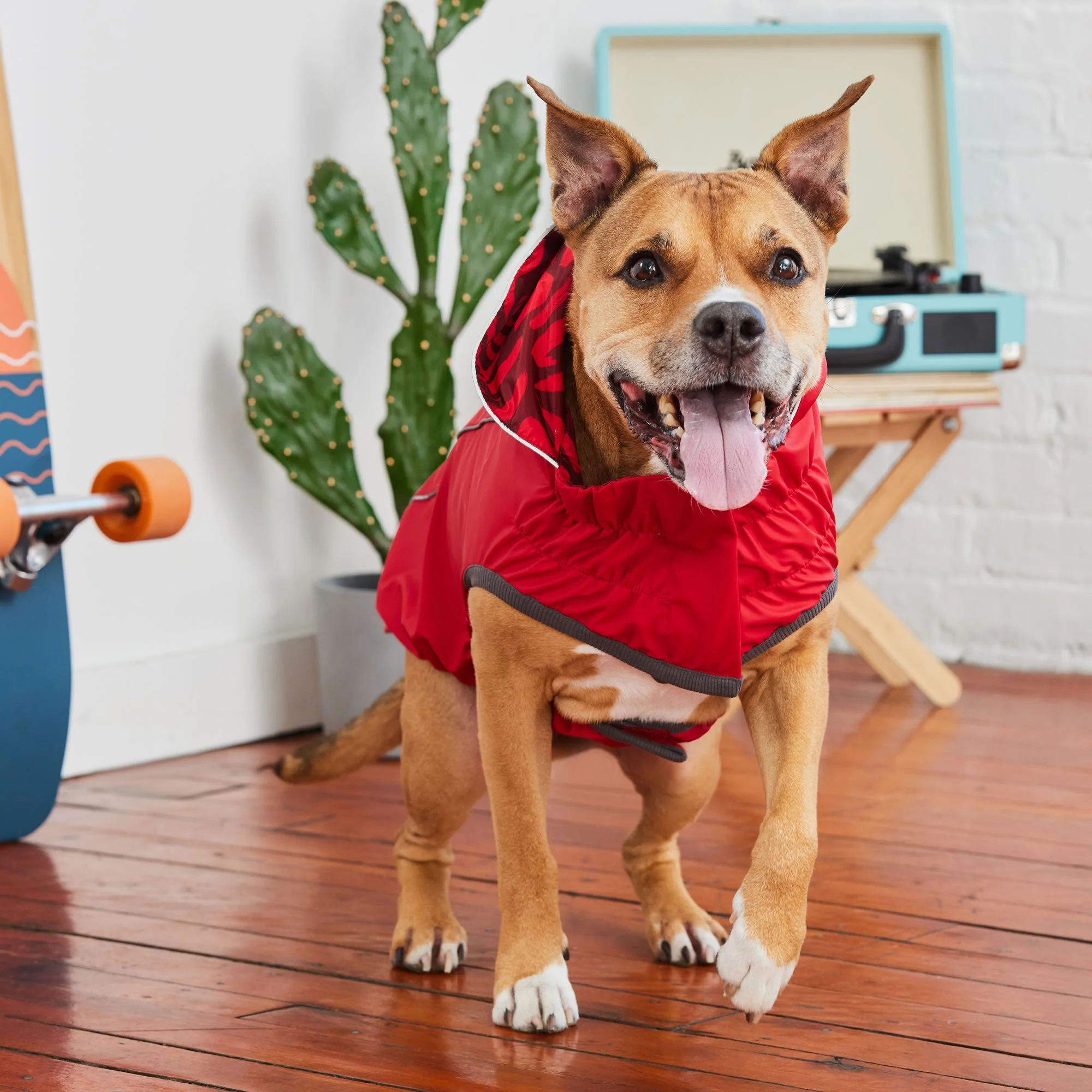 Reversible Elasto-Fit Raincoat - Red/Red - Image 8
