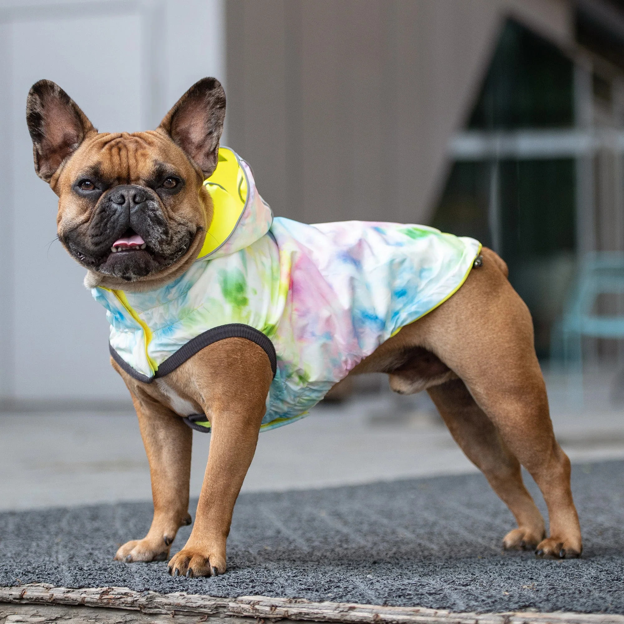 Reversible Raincoat - Neon Yellow with Tie Dye - Image 7