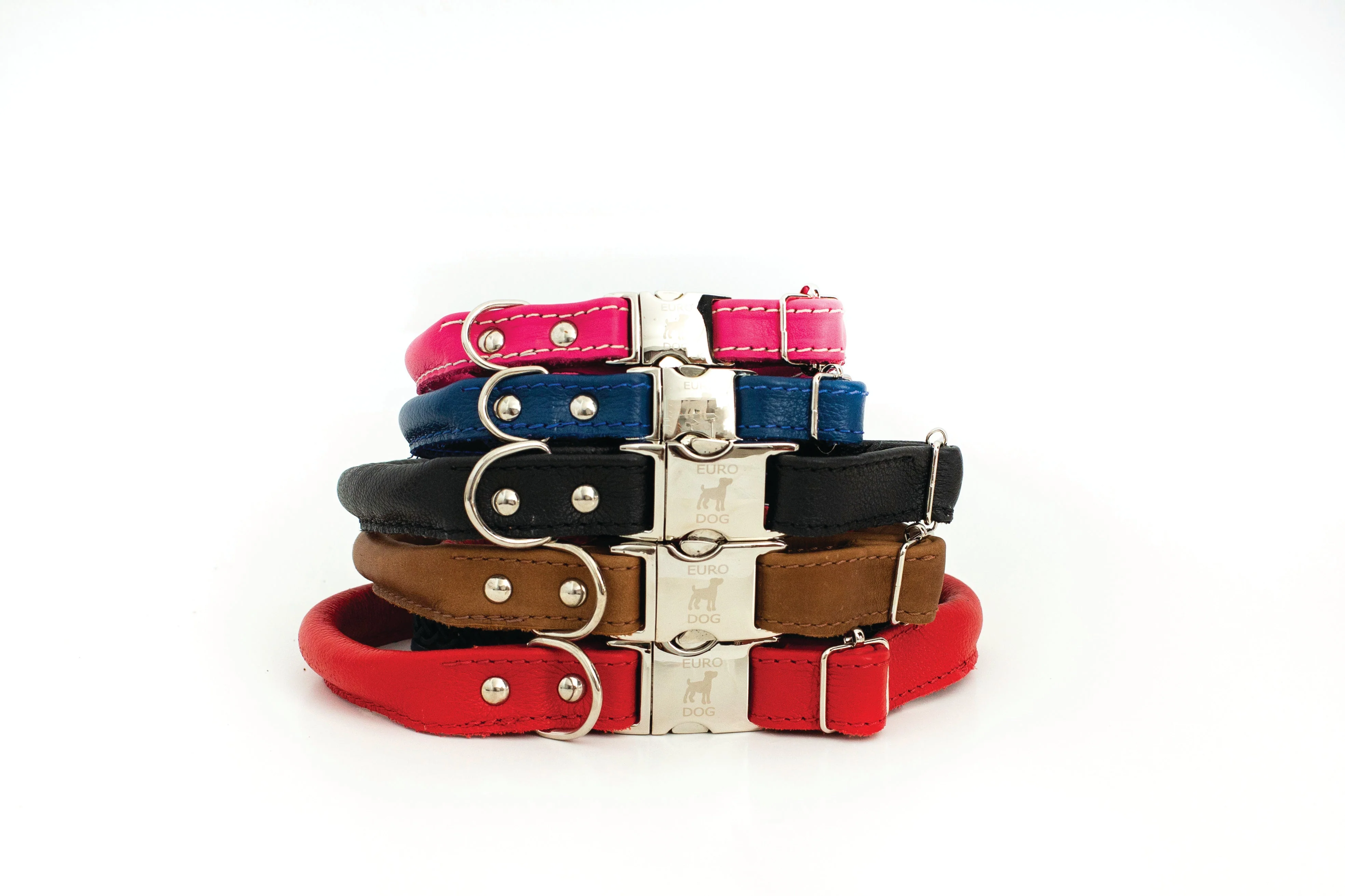 Rolled Style Light Brown Leather Quick-Release Dog Collar - Image 3