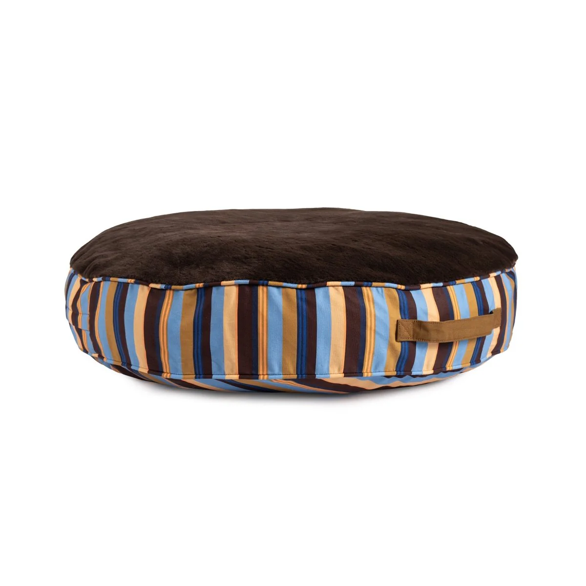 Round Stripe Pet Bed with Fur - Image 3