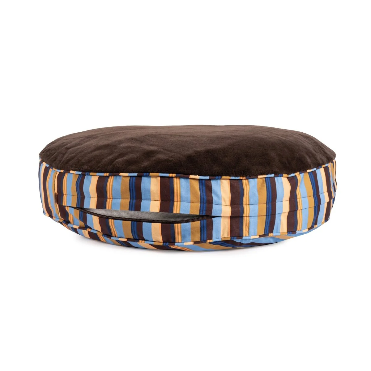 Round Stripe Pet Bed with Fur - Image 6