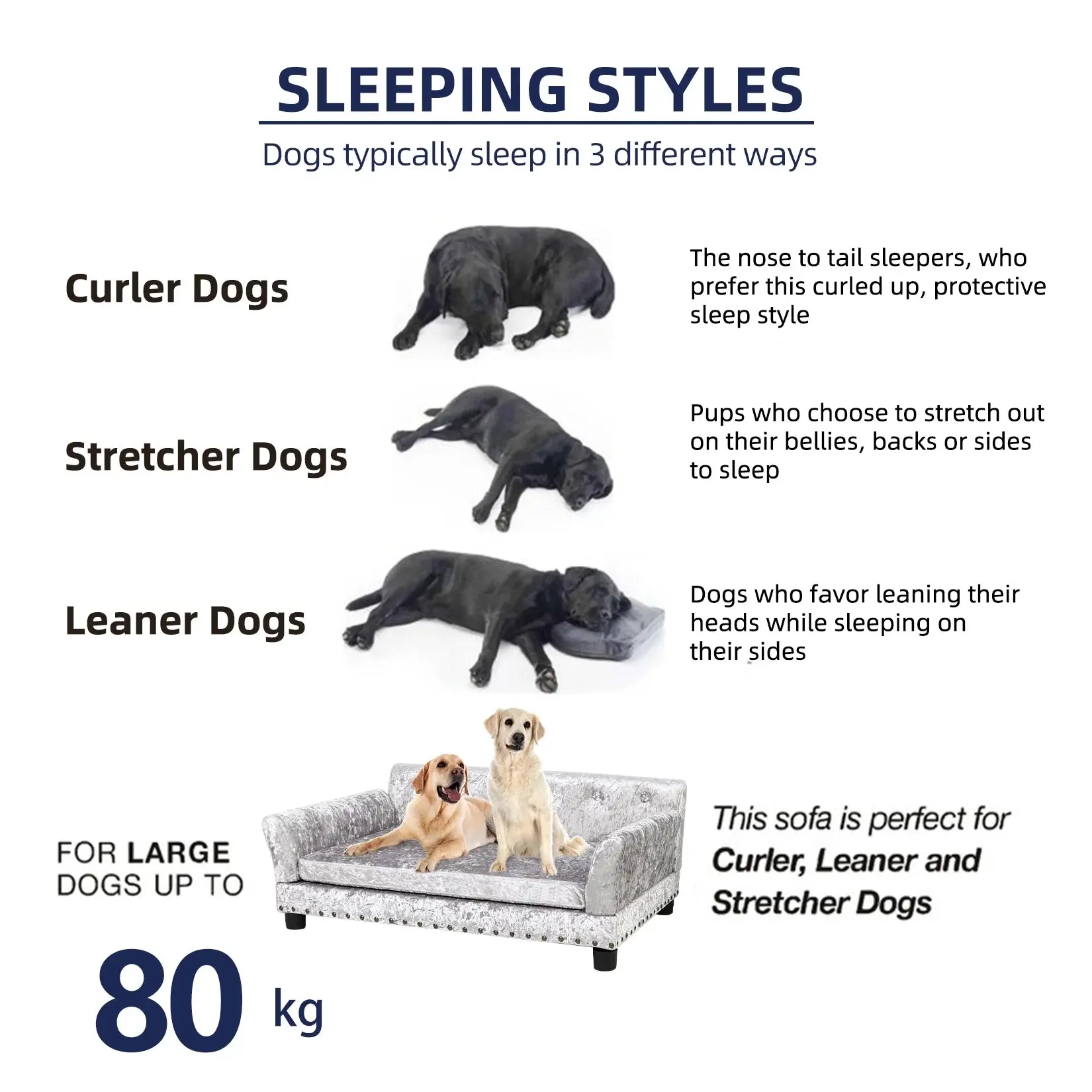 Sadie Modern Large Dog Sofa Bed - Image 5