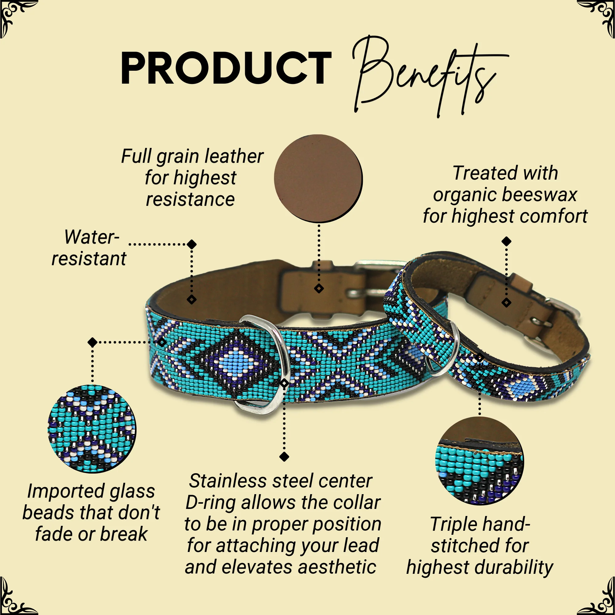 Saint Tropez Sambboho dog collar (with center D-ring) - Image 2