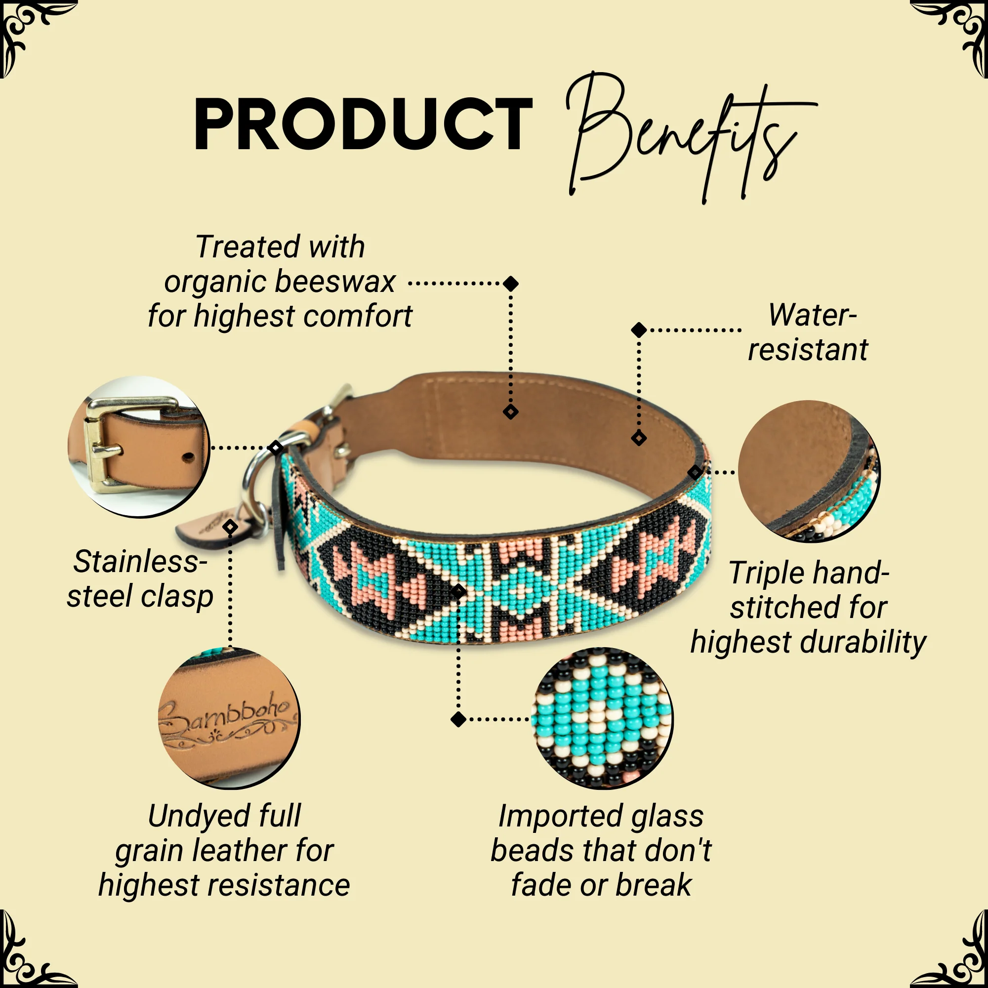 Santorini Sambboho dog collar (made to order) - Image 2