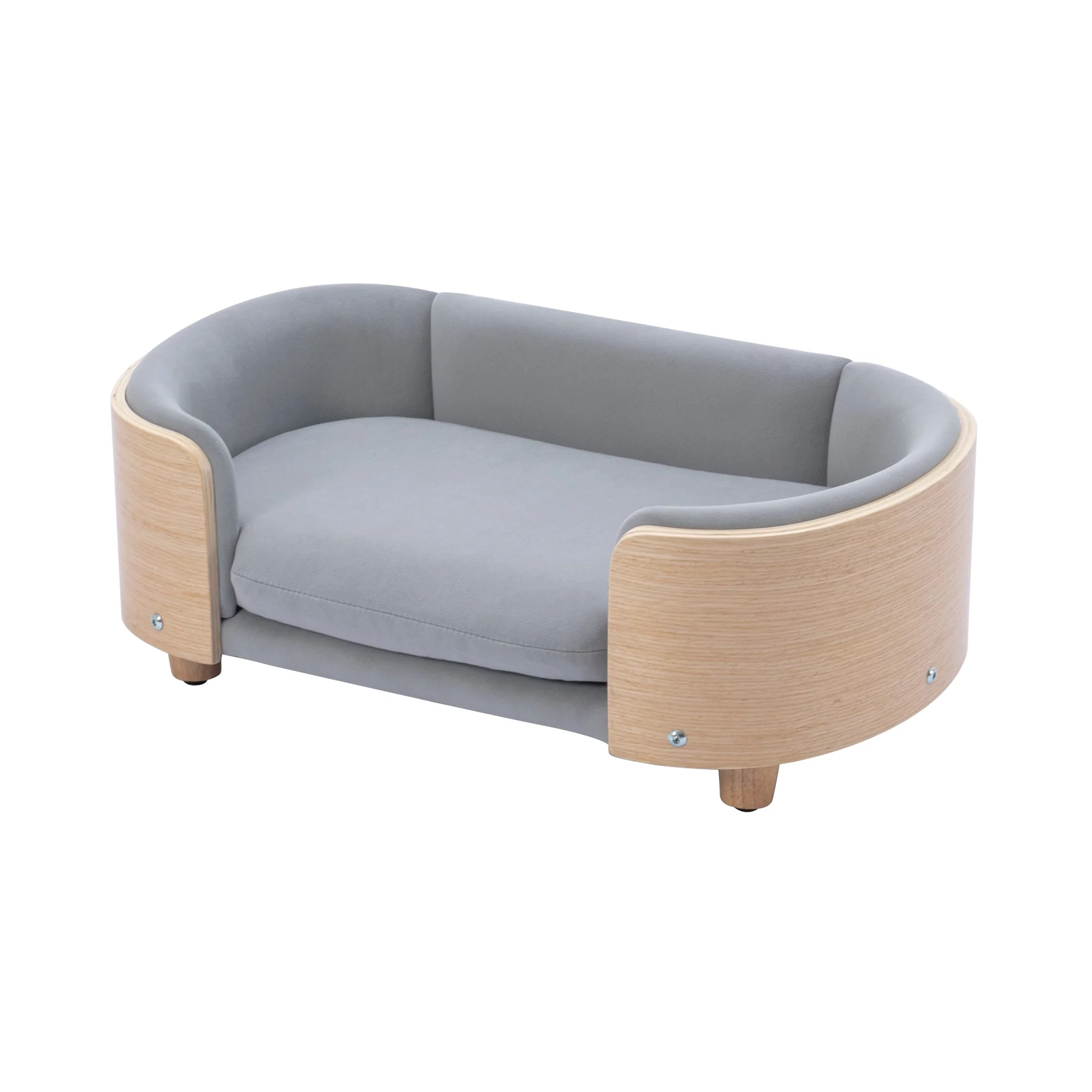 Scandinavian style Elevated Dog Bed Pet Sofa With Solid Wood legs and Bent Wood Back, Velvet Cushion,Small Size - Image 18