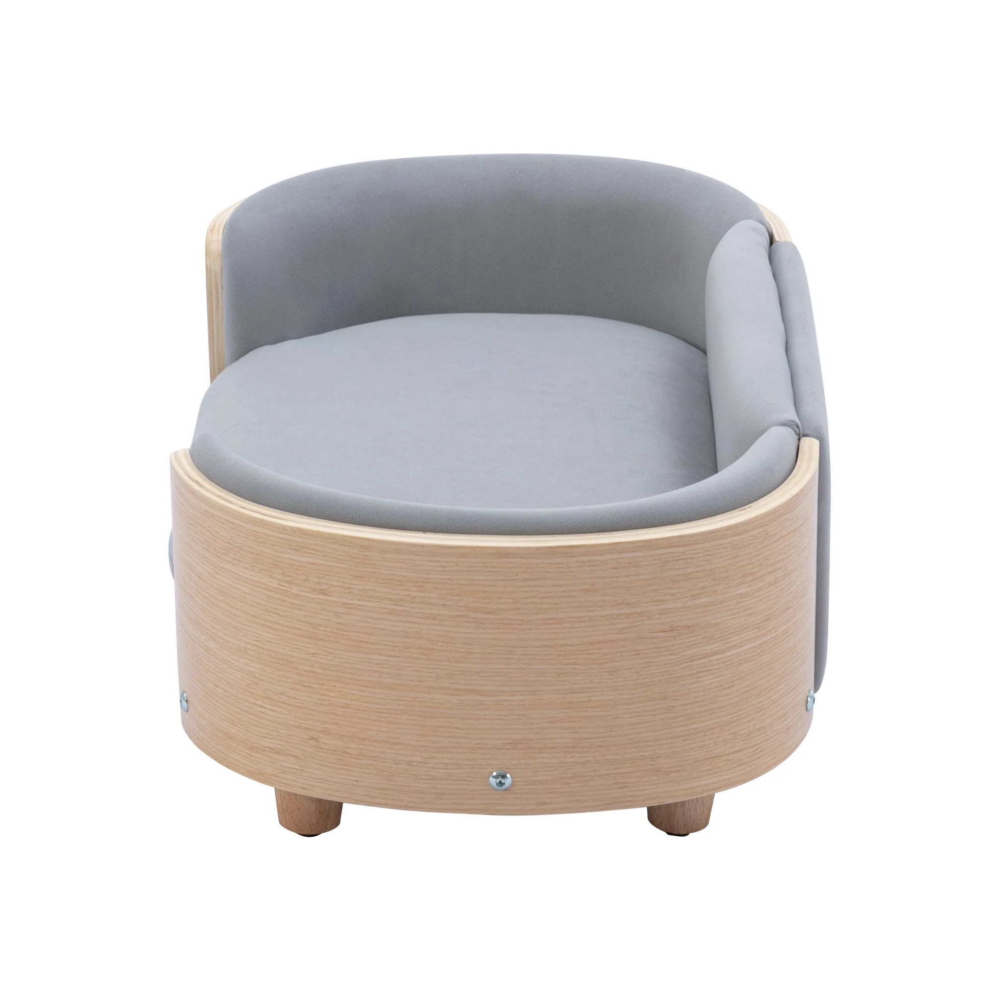 Scandinavian style Elevated Dog Bed Pet Sofa With Solid Wood legs and Bent Wood Back, Velvet Cushion,Small Size - Image 19