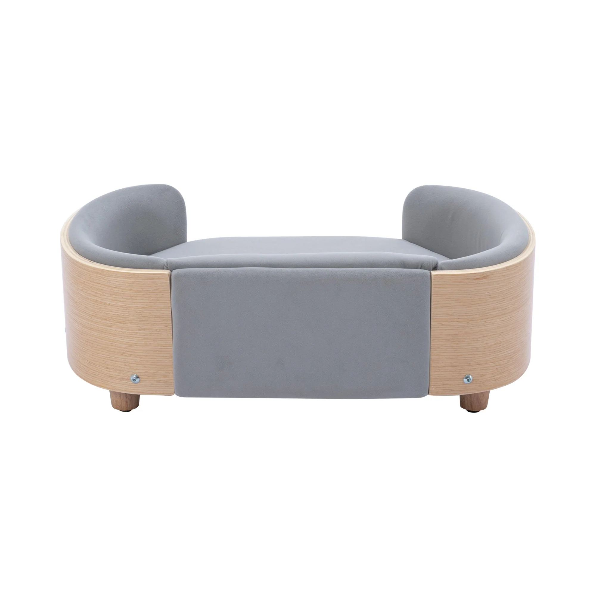 Scandinavian style Elevated Dog Bed Pet Sofa With Solid Wood legs and Bent Wood Back, Velvet Cushion,Small Size - Image 22