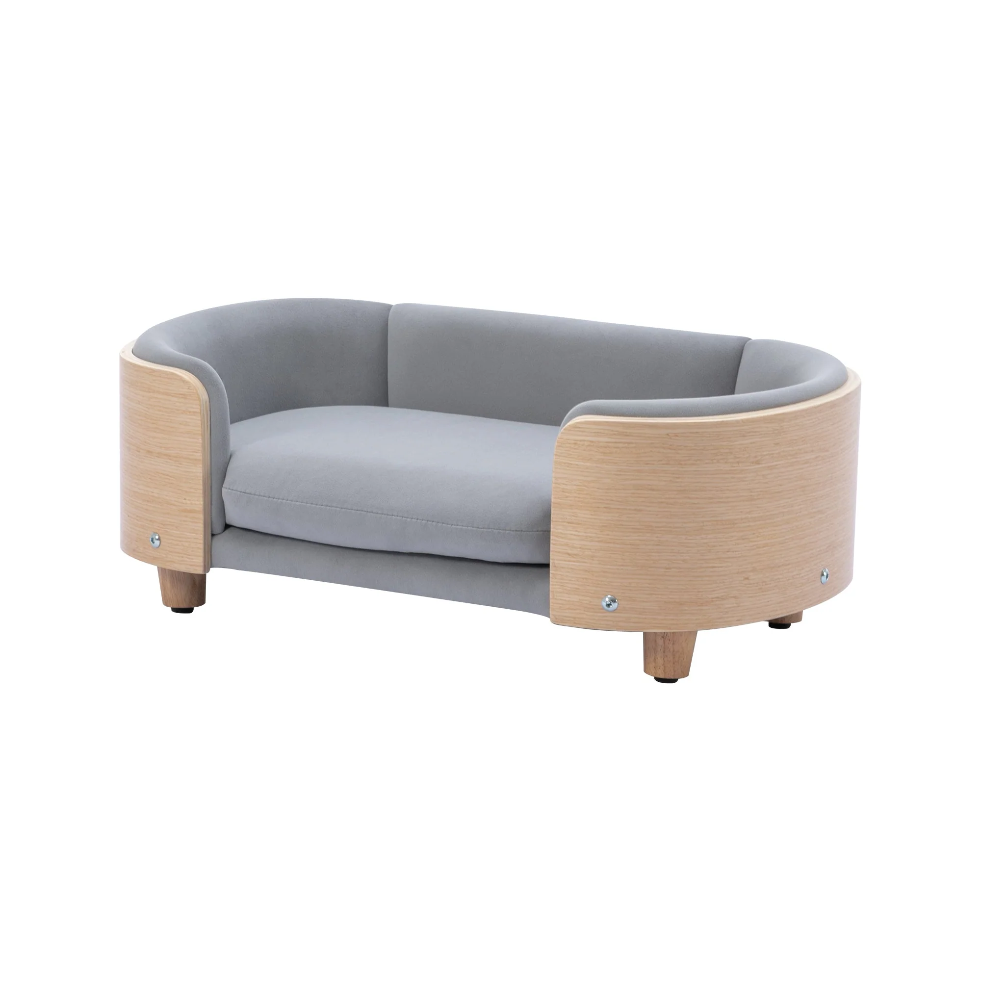 Scandinavian style Elevated Dog Bed Pet Sofa With Solid Wood legs and Bent Wood Back, Velvet Cushion,Small Size - Image 23