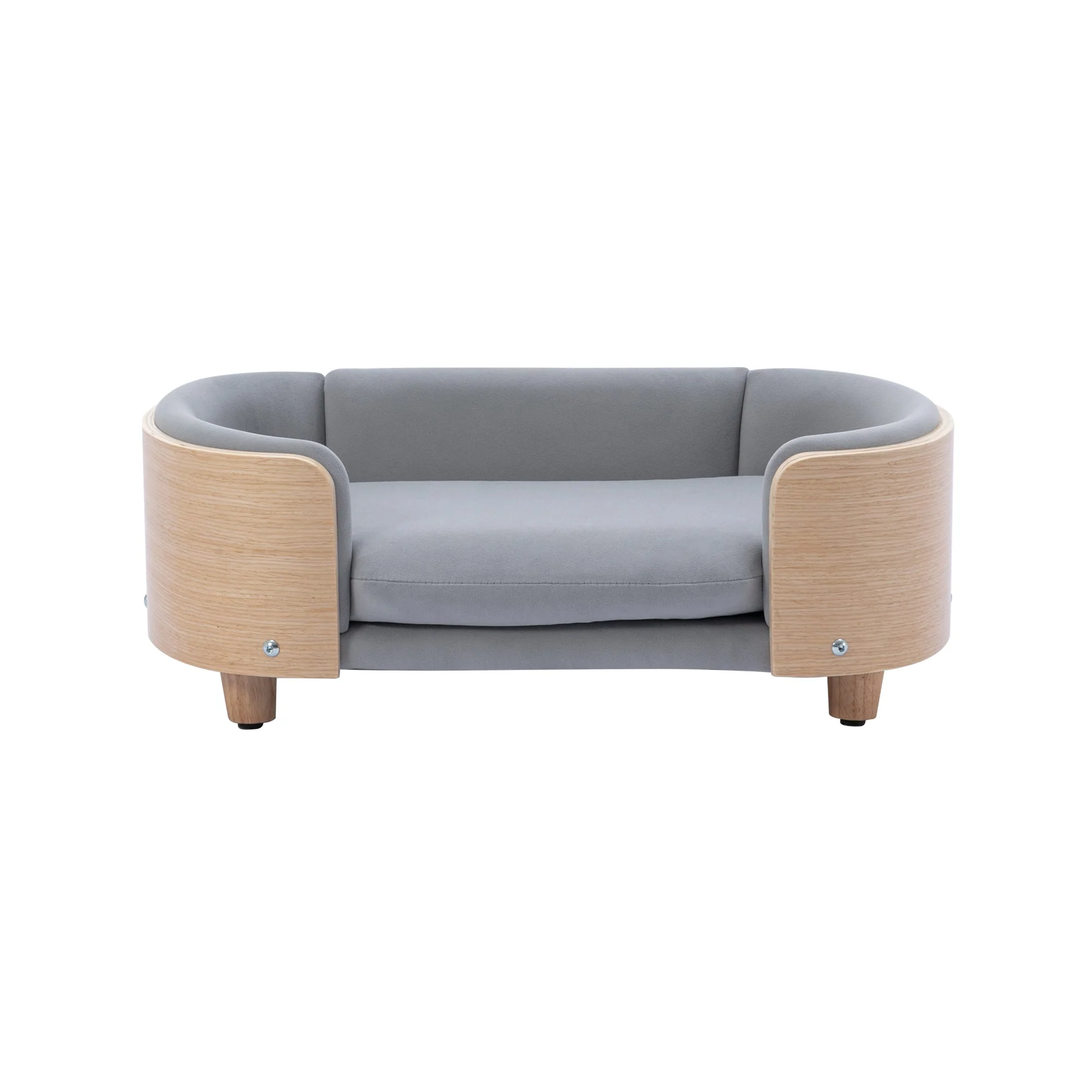 Scandinavian style Elevated Dog Bed Pet Sofa With Solid Wood legs and Bent Wood Back, Velvet Cushion,Small Size - Image 24