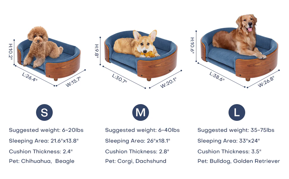 Scandinavian style Elevated Dog Bed Pet Sofa With Solid Wood legs and Bent Wood Back, Velvet Cushion,Small Size - Image 27