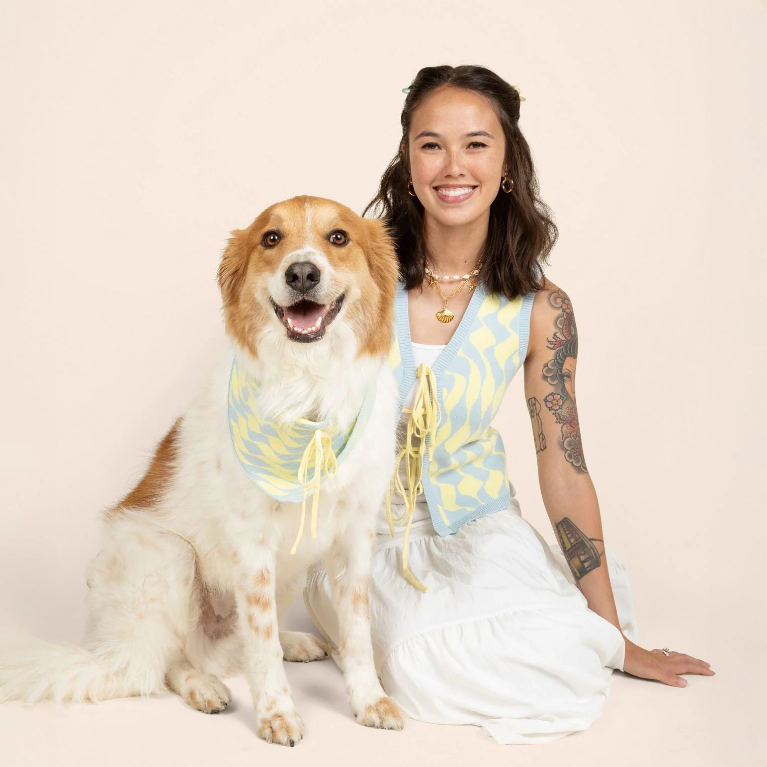 Seaside Swirl Cotton Knitted Dog Bandana - Image 3