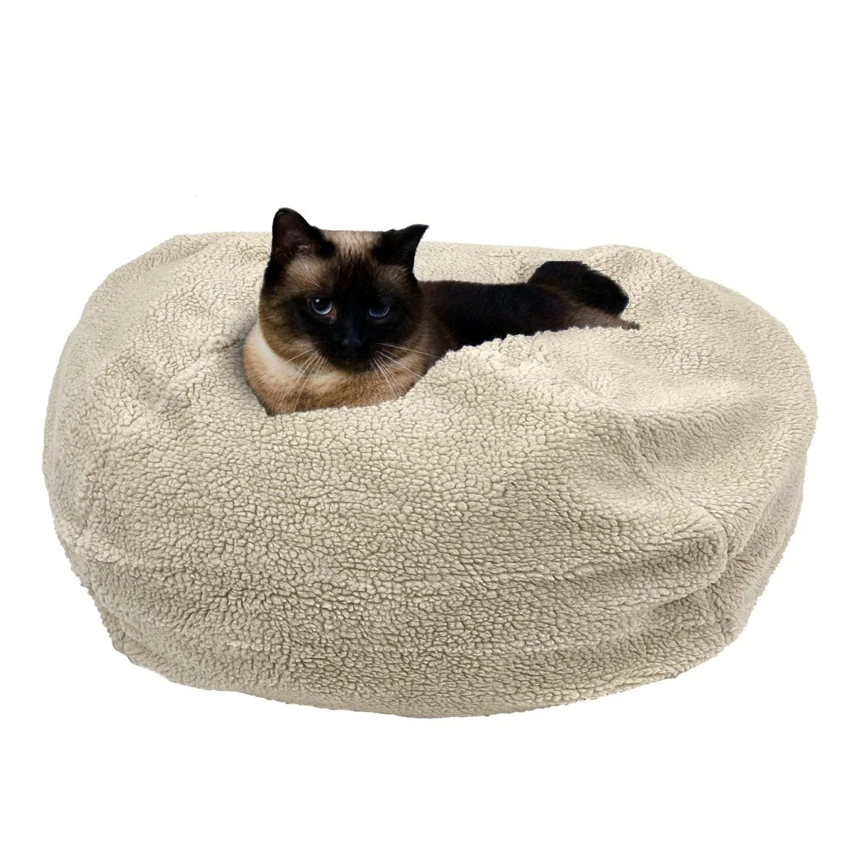 Sherpa Puff Ball Pet Bed - Image 3