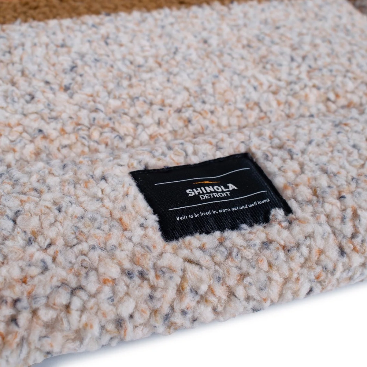 Shinola Brand Stripe Comfort Cushion Berber Dog Bed Oatmeal - Image 11
