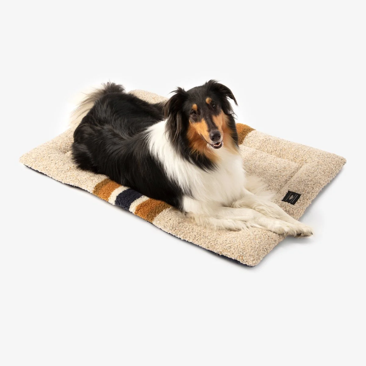 Shinola Brand Stripe Comfort Cushion Berber Dog Bed Oatmeal - Image 2