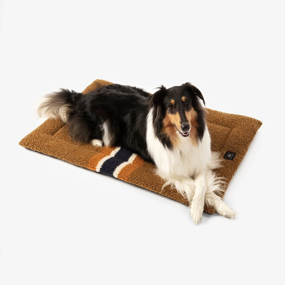 Shinola Brand Stripe Comfort Cushion Berber Dog Bed Rust - Image 2