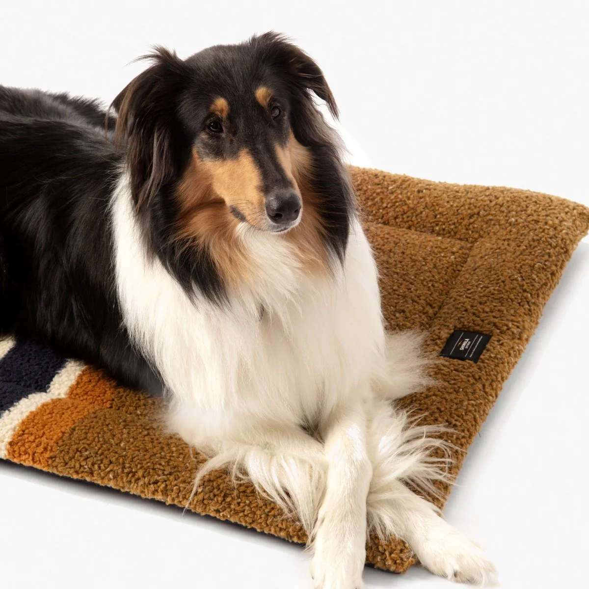 Shinola Brand Stripe Comfort Cushion Berber Dog Bed Rust - Image 3
