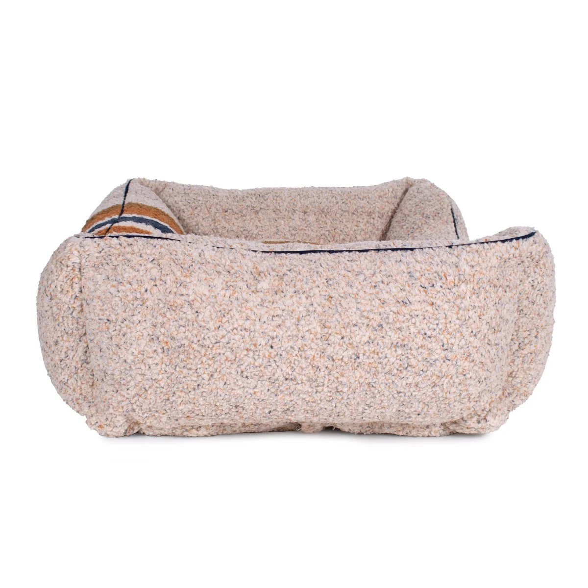 Shinola Brand Stripe Kuddle Berber Dog Bed Oatmeal - Image 5