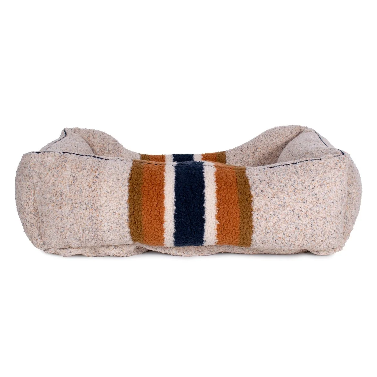 Shinola Brand Stripe Kuddle Berber Dog Bed Oatmeal - Image 6