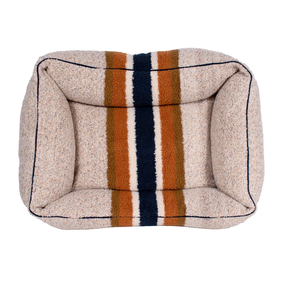 Shinola Brand Stripe Kuddle Berber Dog Bed Oatmeal - Image 7